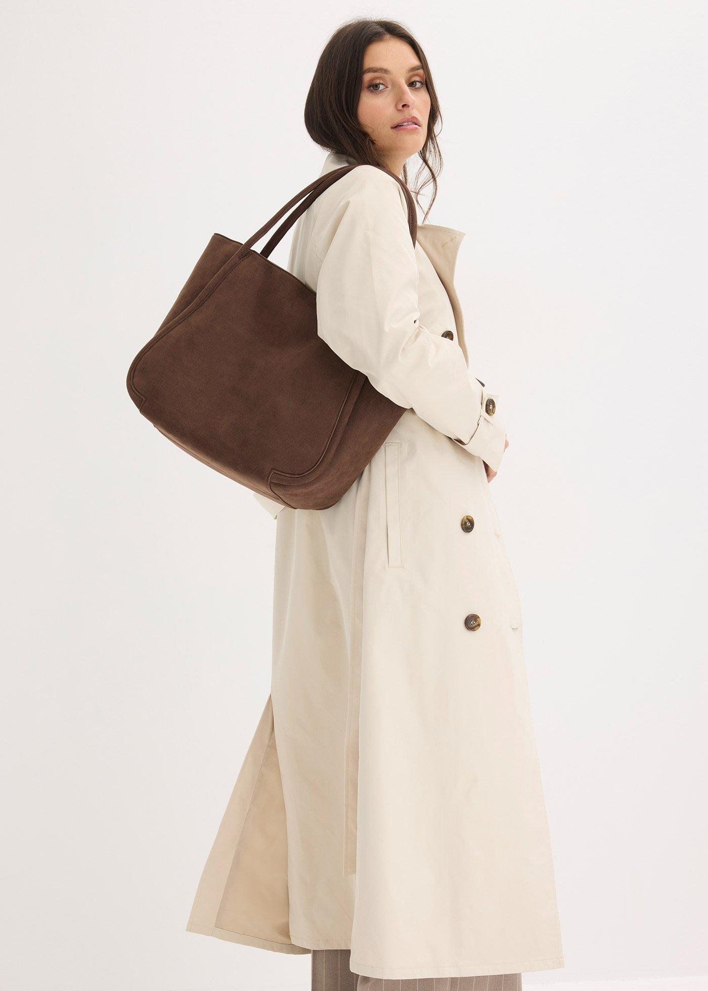 Torebka typu shopper z imitacji skóry welurowej - Bonprix