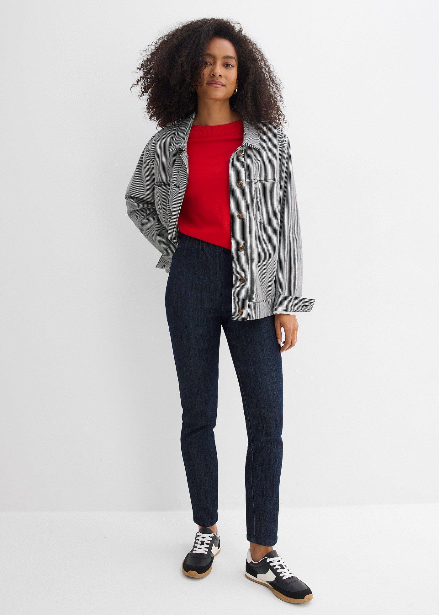 Dżinsy o kroju slim, high waist, cropped - Bonprix
