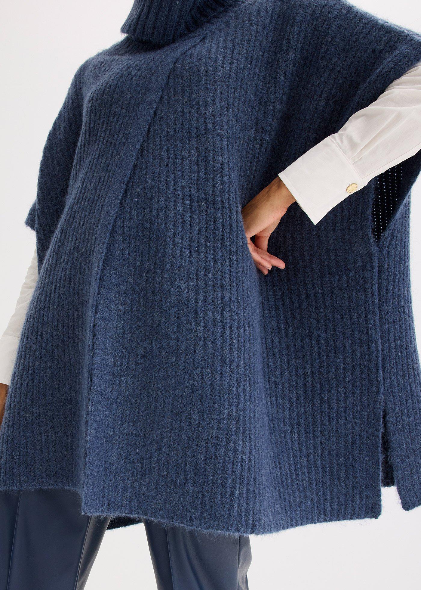 Sweter poncho, z wełną - Bonprix