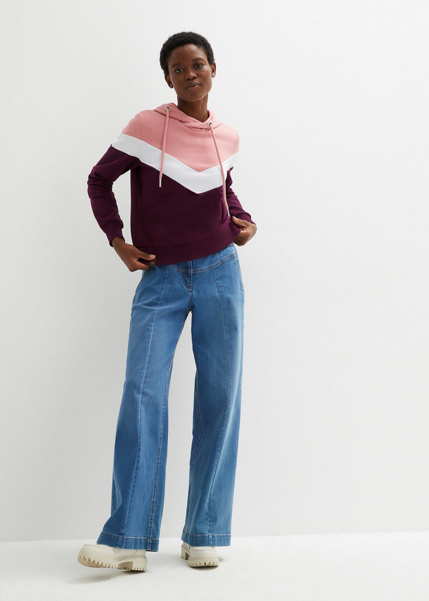 Bluza z kapturem i dużym kołnierzem - Bonprix