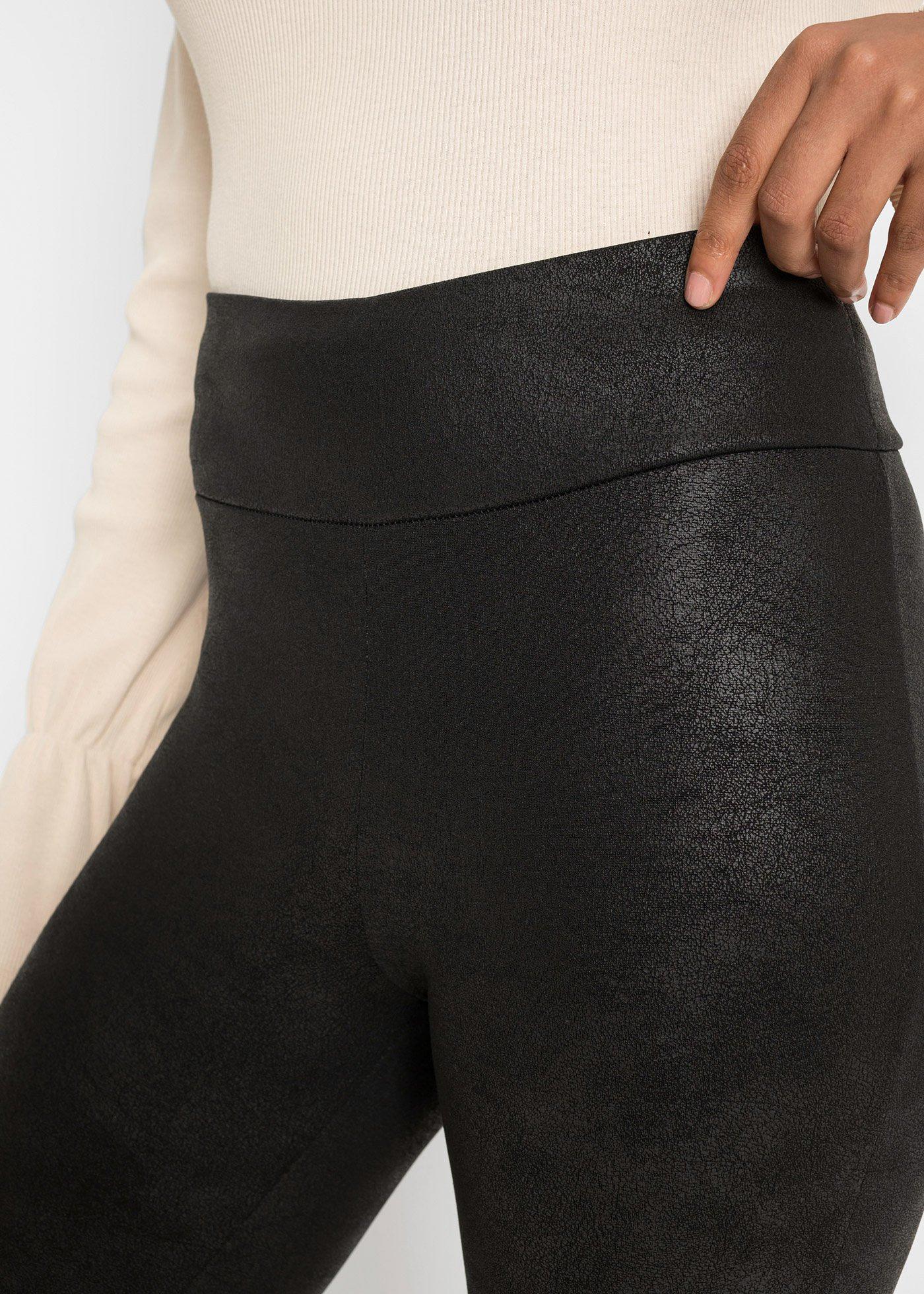 Legginsy ocieplane z powlekanym wykończeniem - Bonprix