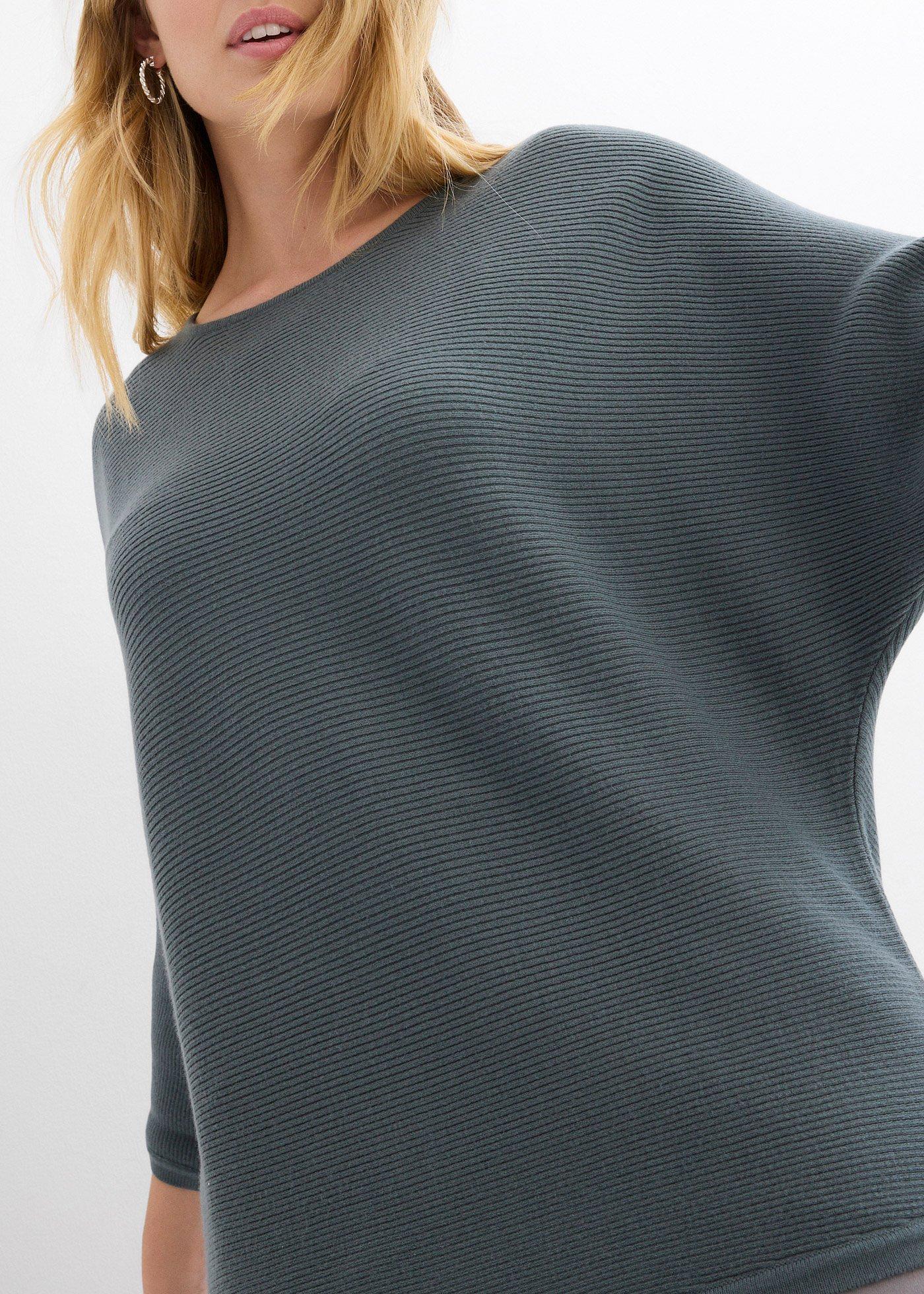 Sweter oversize w prążek z mieszanki wiskozy - Bonprix