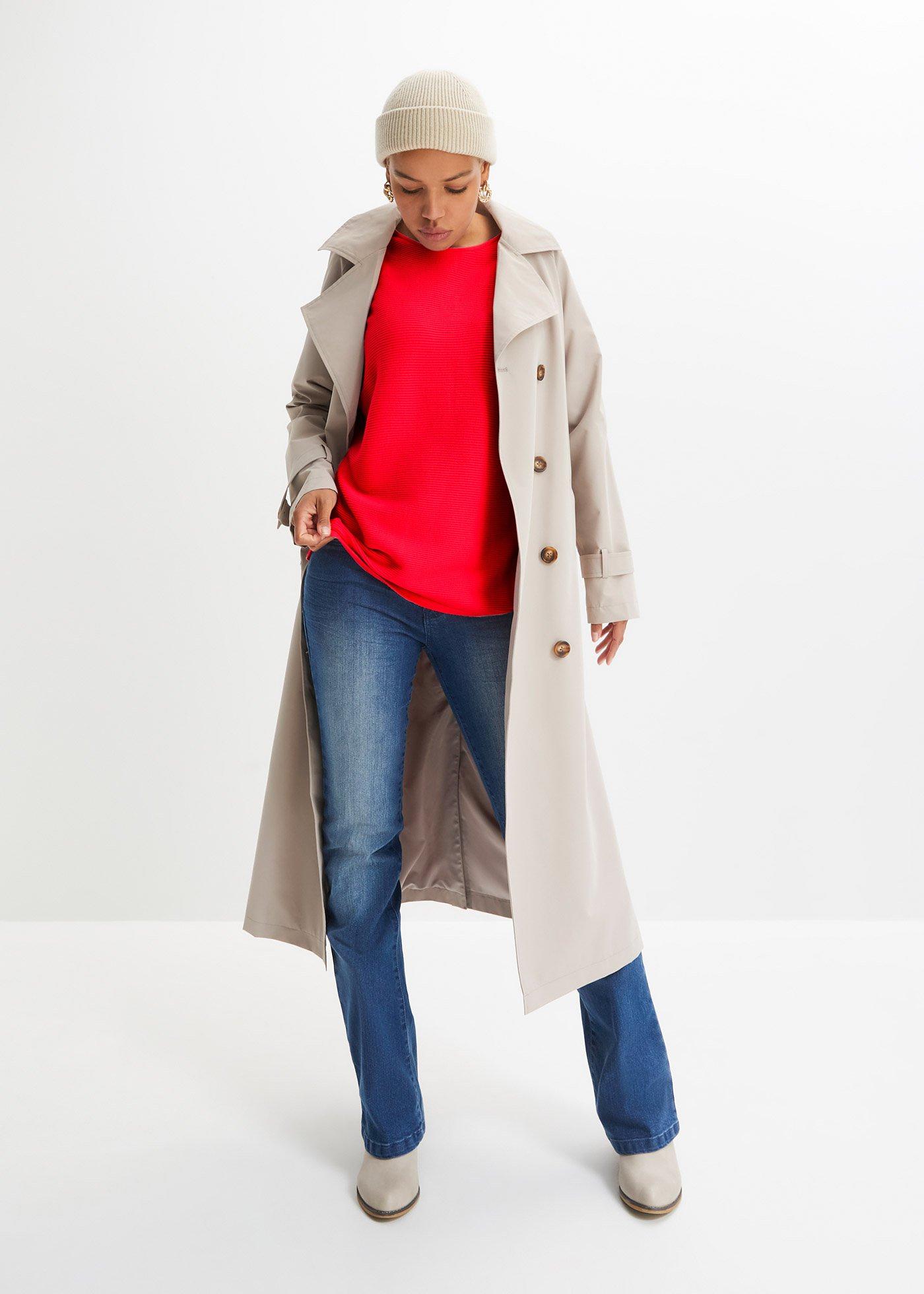 Sweter oversize w prążek z mieszanki wiskozy - Bonprix
