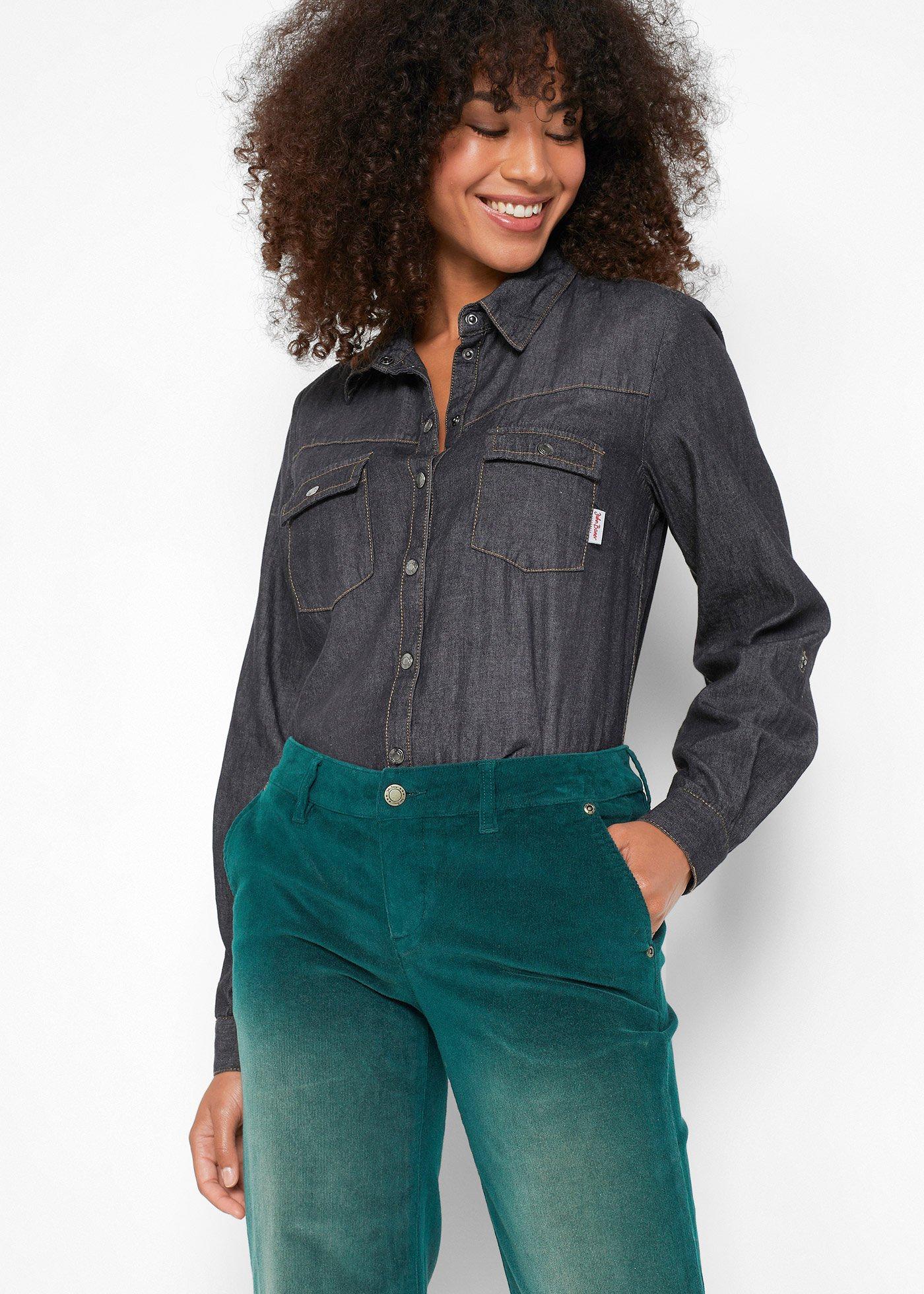 Spodnie sztruksowe ze stretchem, wide leg - Bonprix