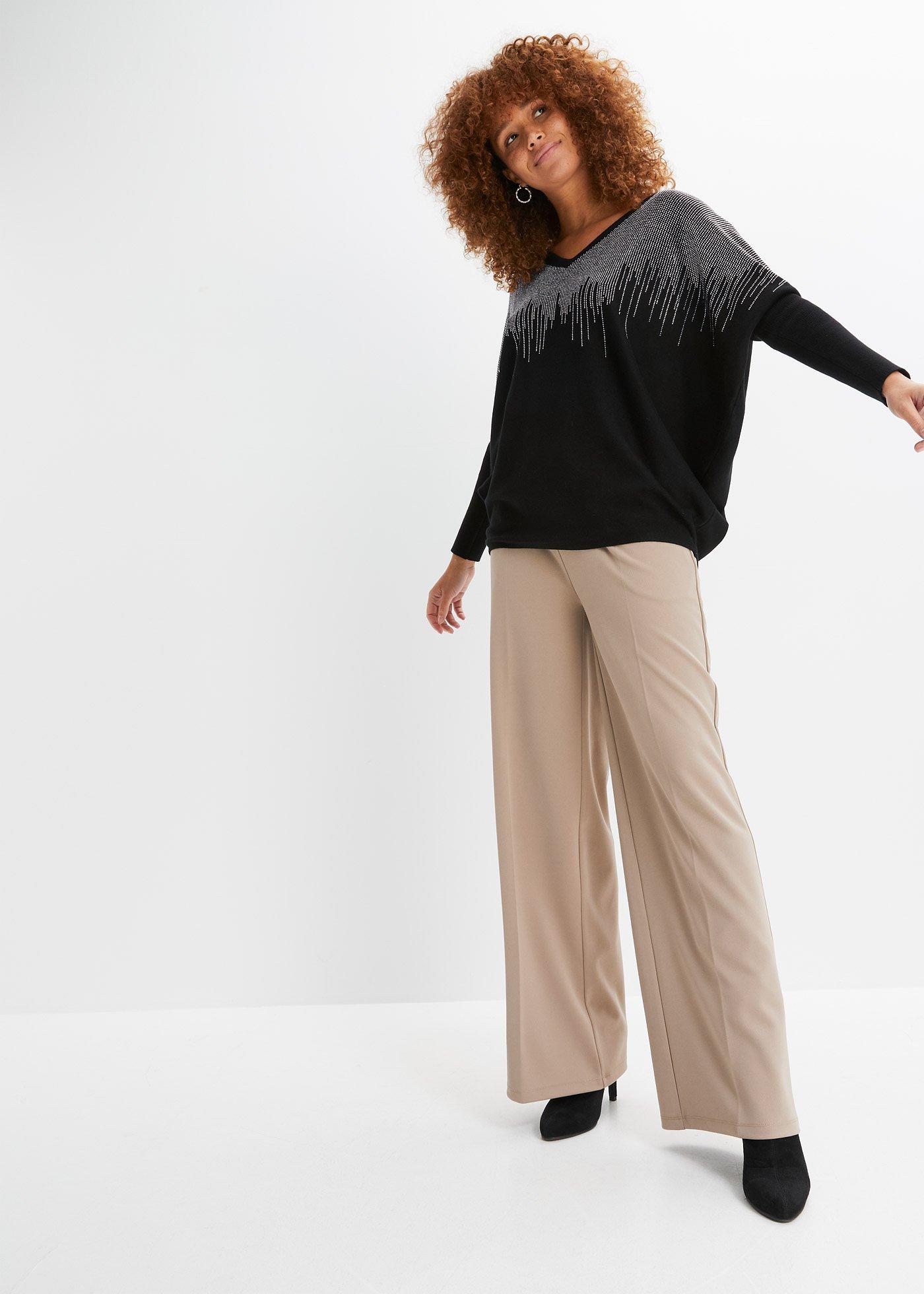 Cienki sweter z aplikacją ze sztrasów - Bonprix