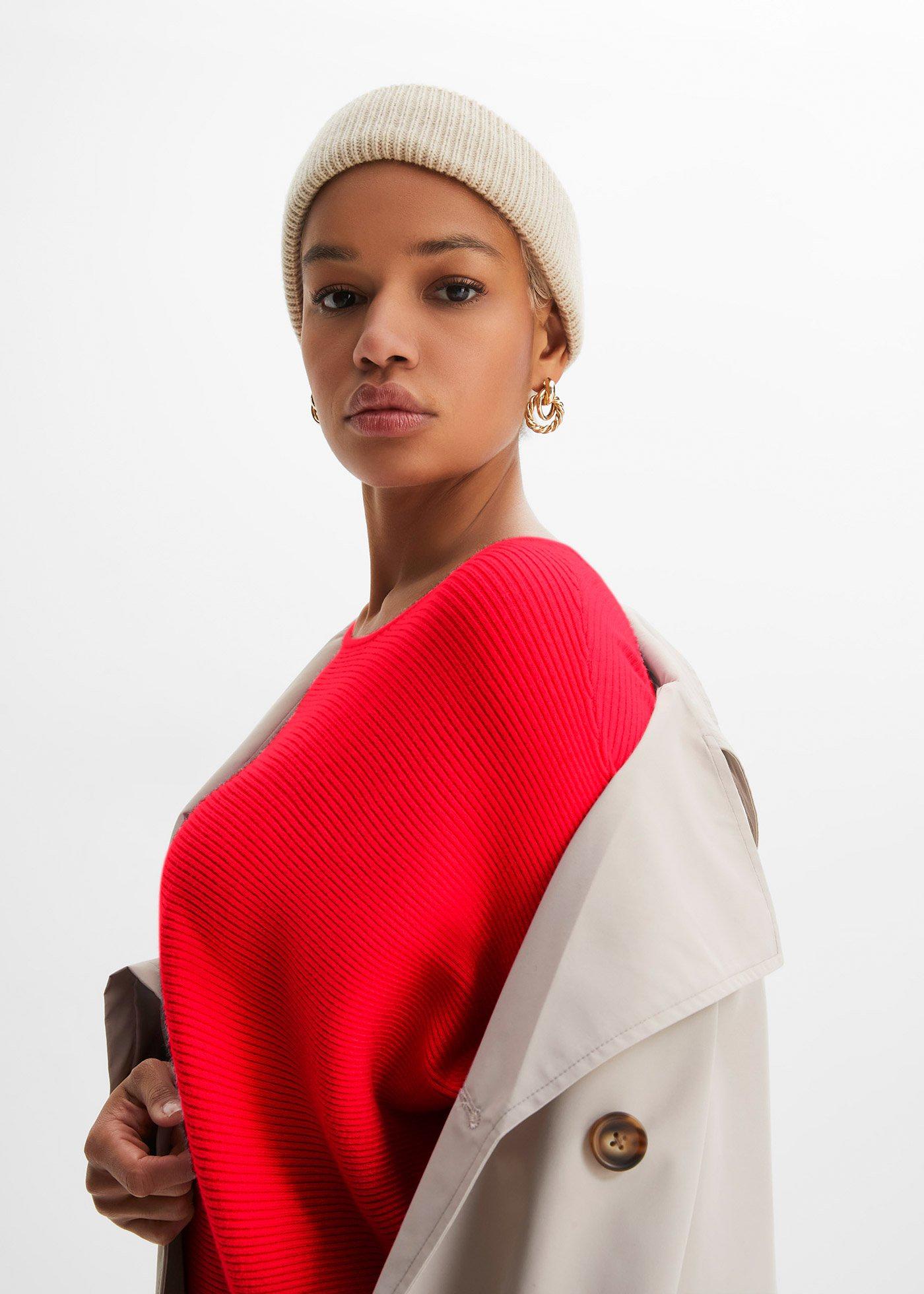 Sweter oversize w prążek z mieszanki wiskozy - Bonprix