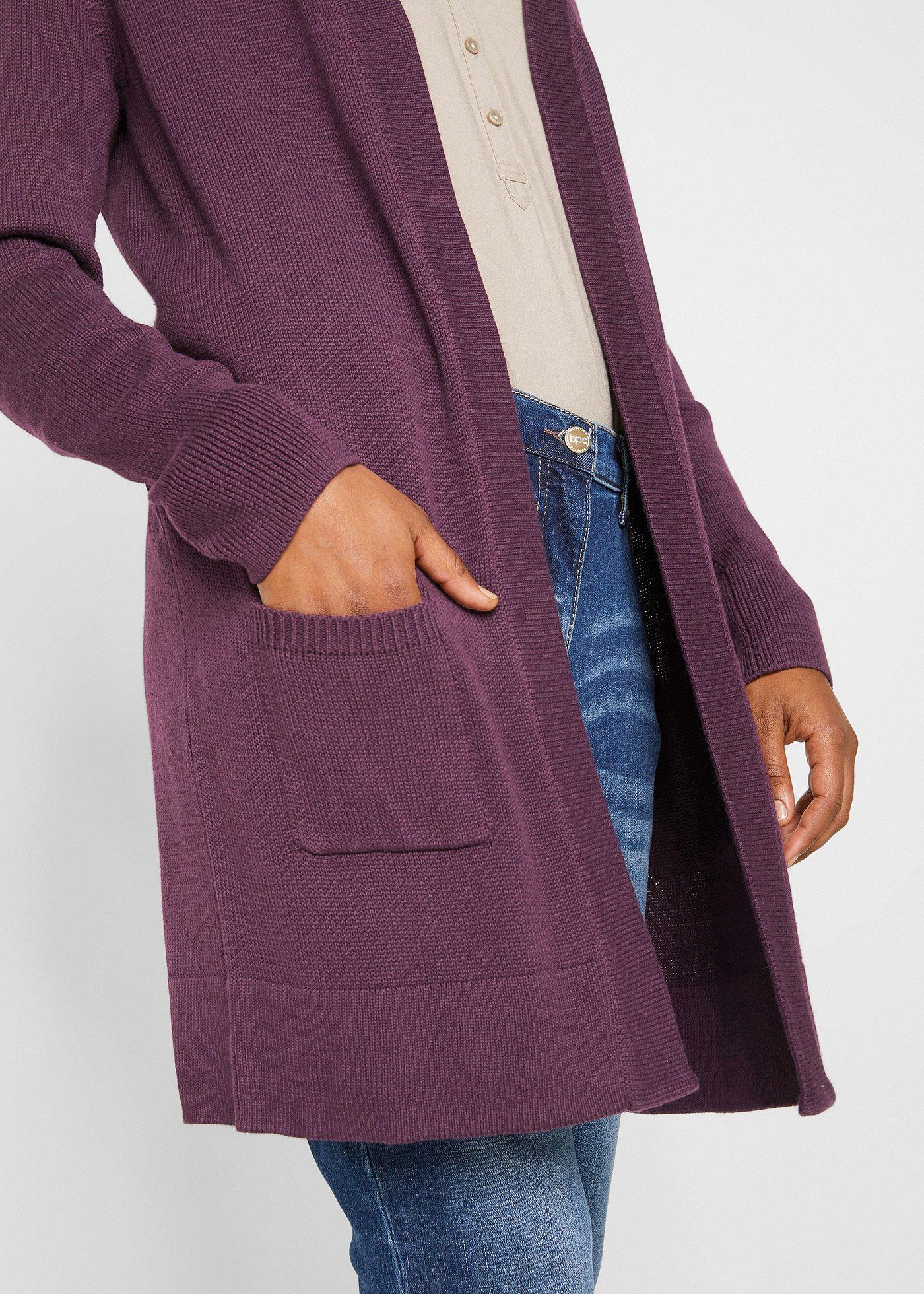 Długi sweter dzianinowy bez zapięcia, długi rękaw - Bonprix