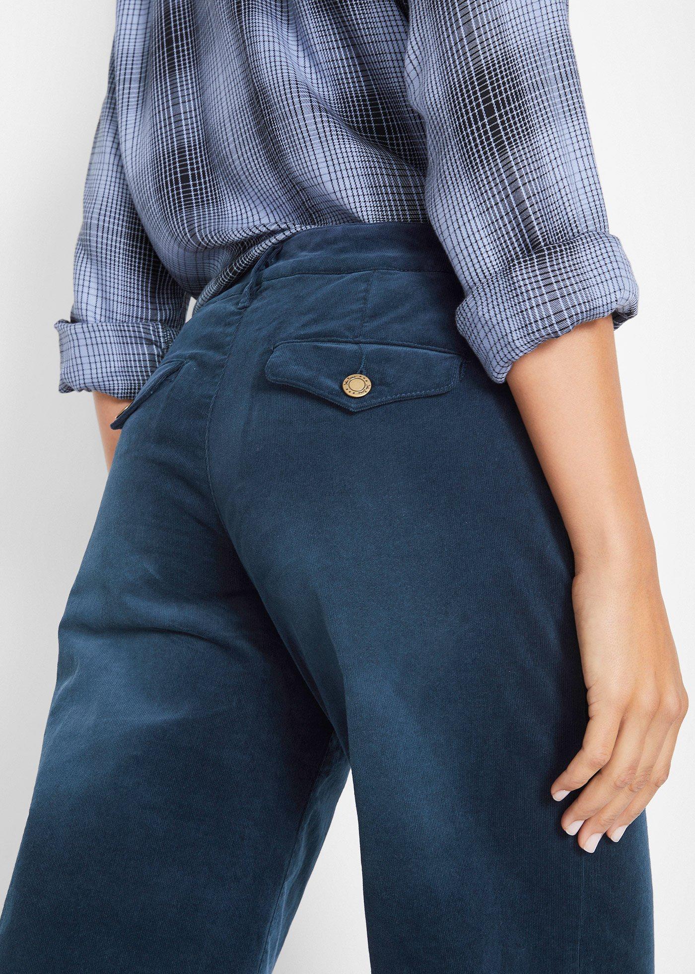 Spodnie sztruksowe ze stretchem, wide leg - Bonprix