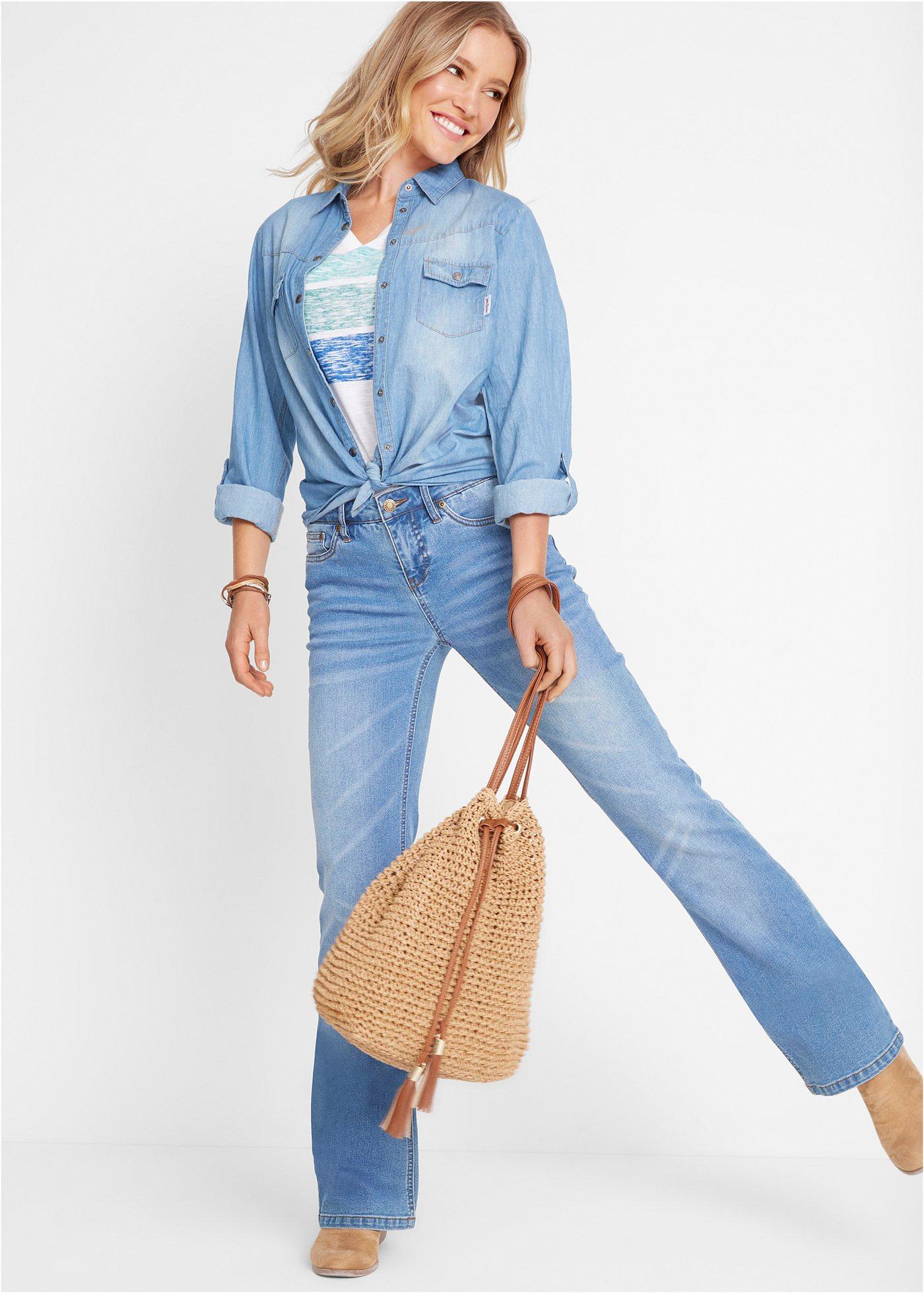 Jeansy o kroju bootcut, mid waist - Bonprix