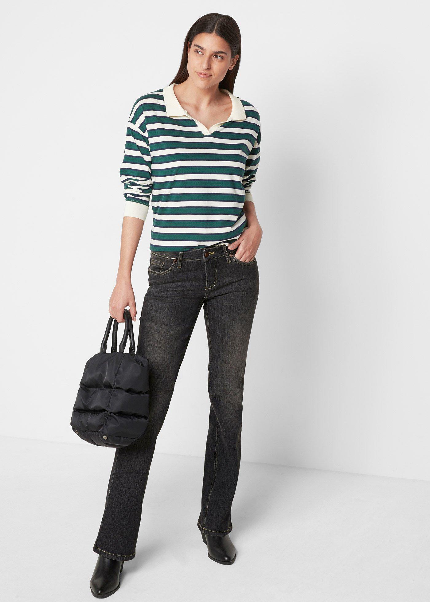 Wygodne dżinsy ze stretchem o kroju bootcut, mid waist - Bonprix