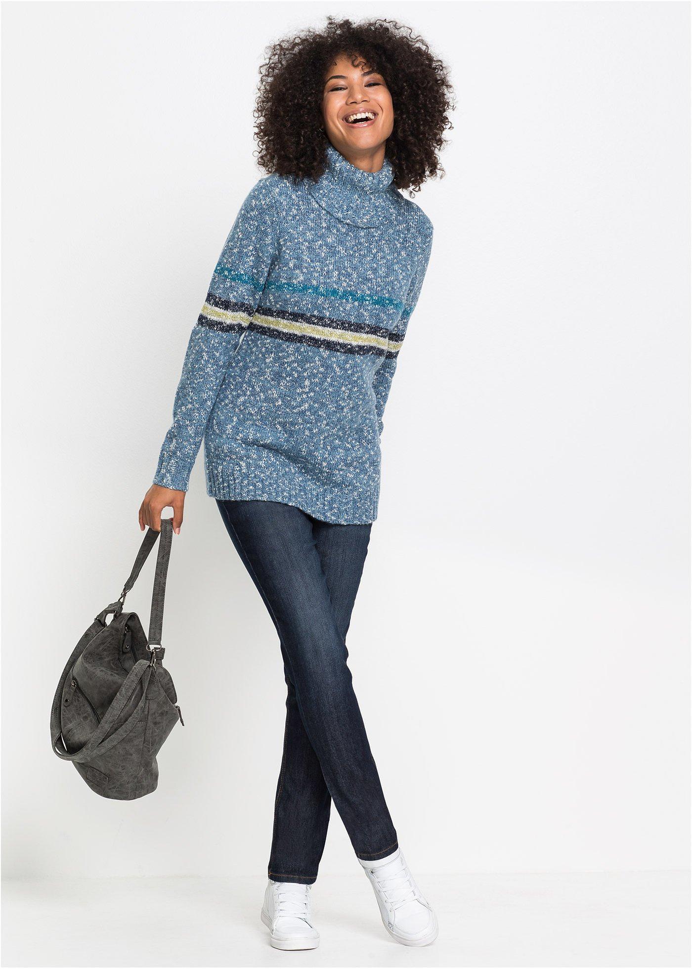 Dżinsy o kroju mom, mid waist, z wygodnym stretchem - Bonprix