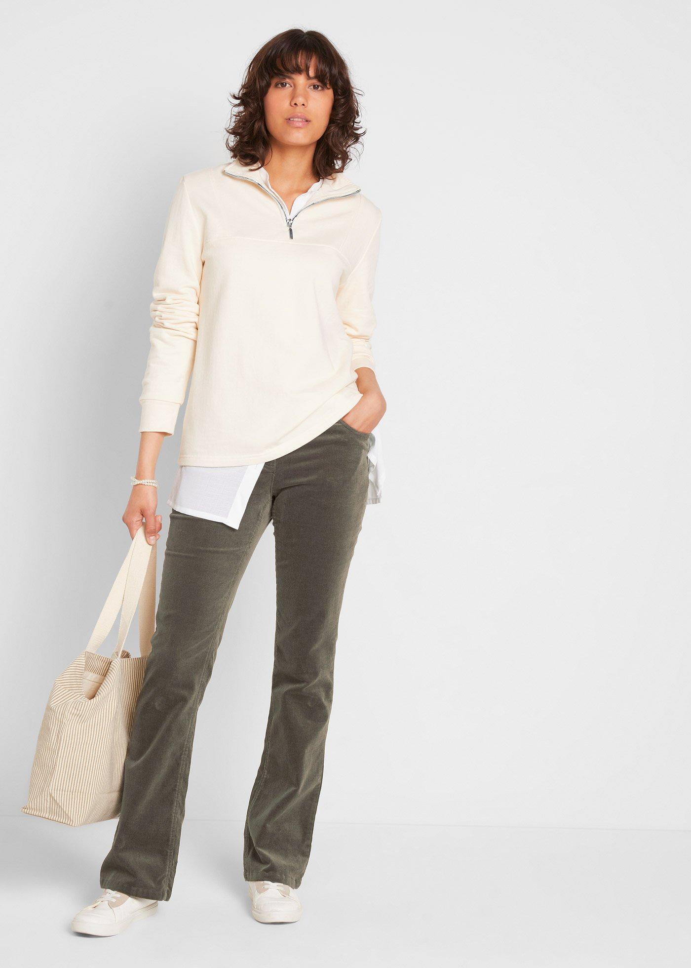 Spodnie sztruksowe ze stretchem o kroju bootcut - Bonprix