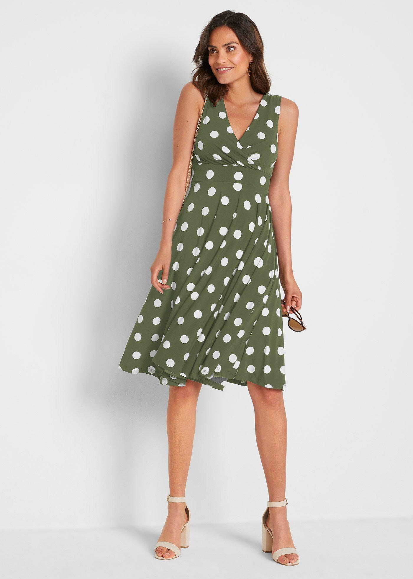 Sukienka T-shirtowa w kropki - Bonprix