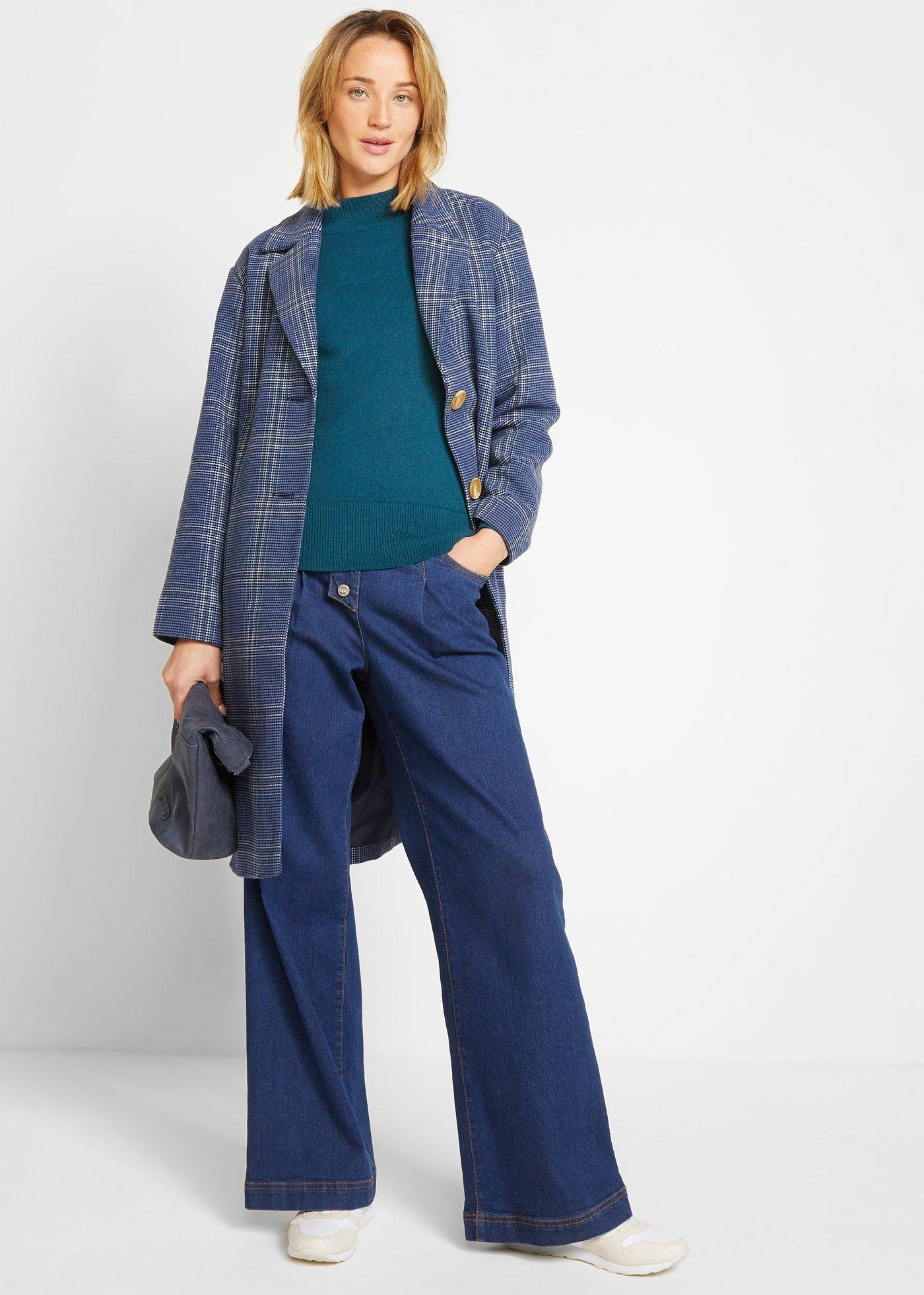 Sweter basic ze stójką, z bawełny z recyklingu - Bonprix