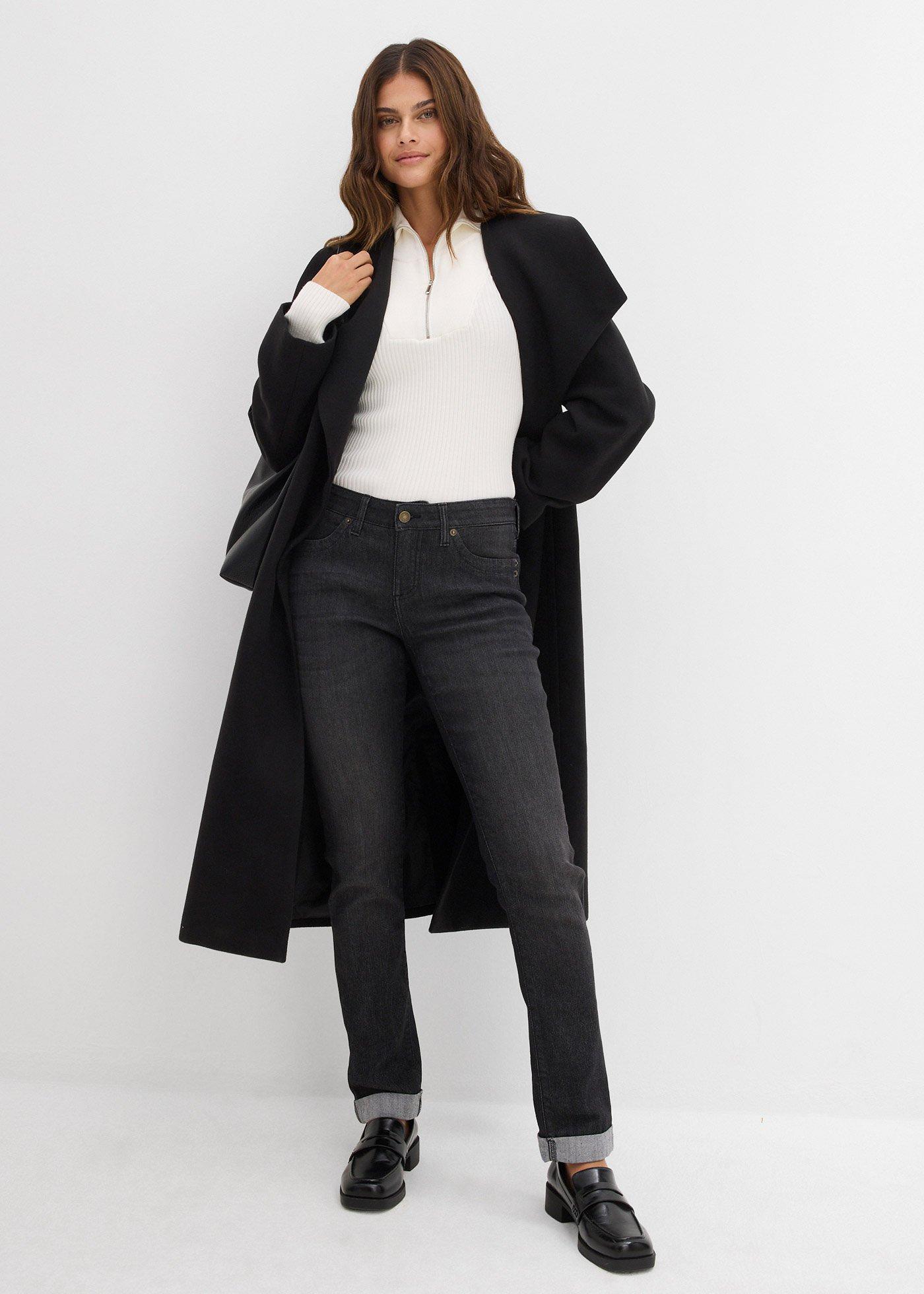 Jeansy ze stretchem straight, mid waist - Bonprix