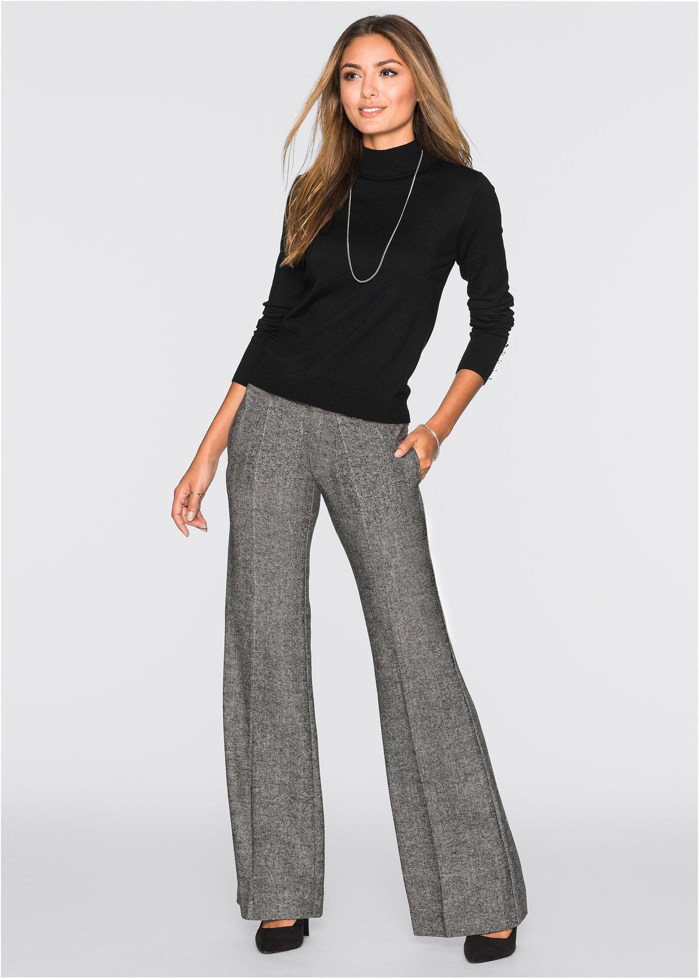 Spodnie z szerokimi nogawkami - Bonprix