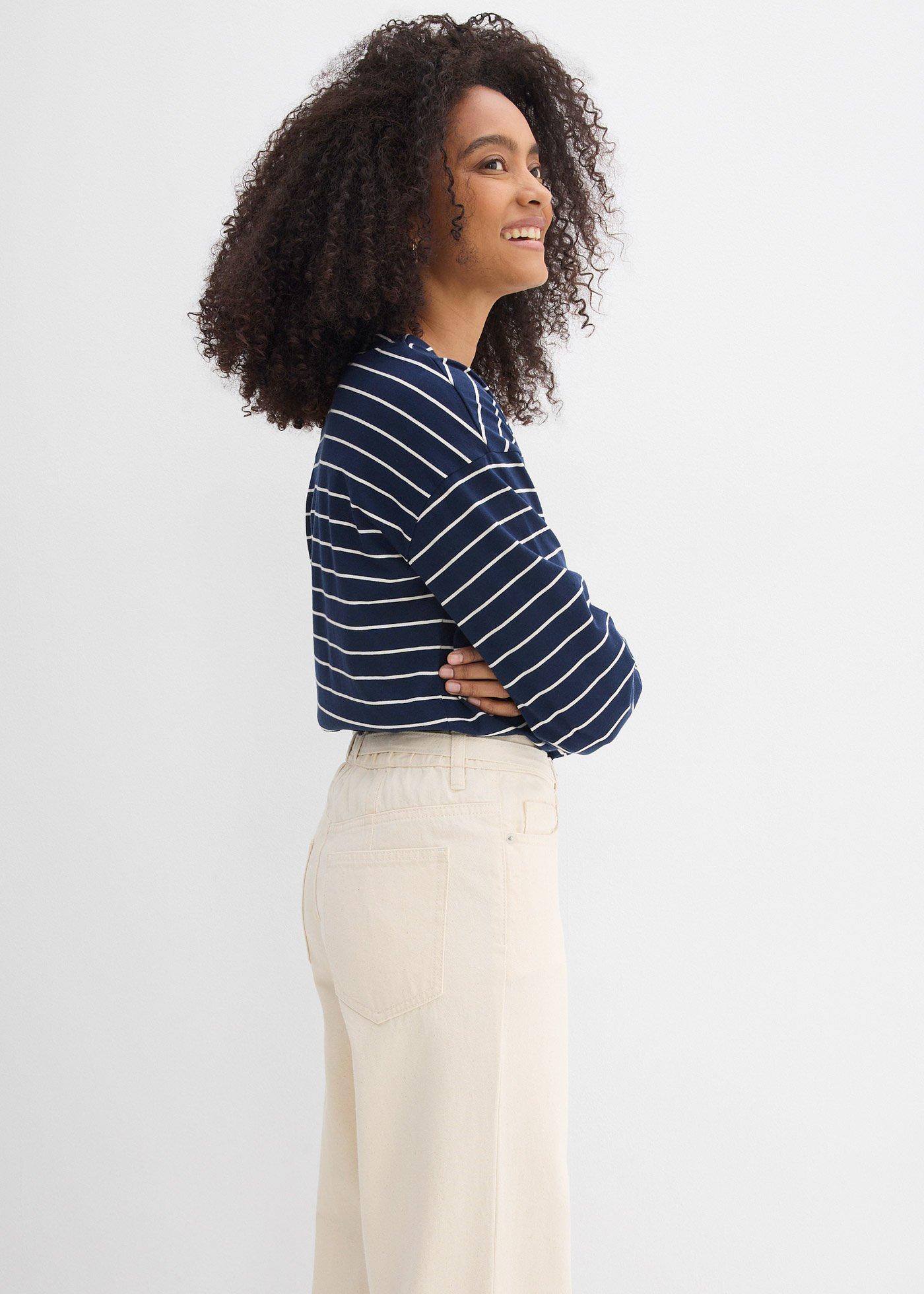 Luźne jeansy straight, mid waist, z bawełny - Bonprix