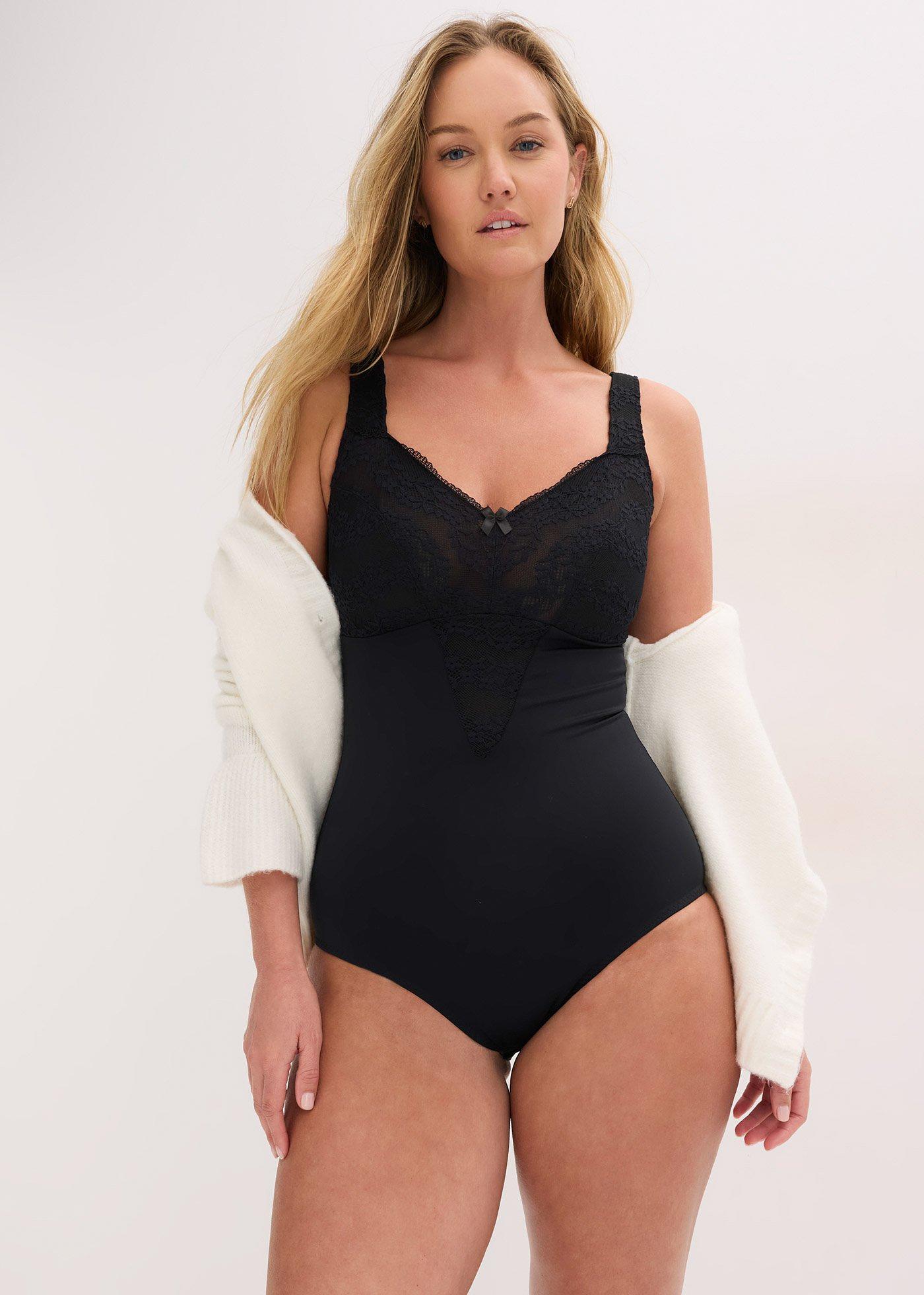 Body bez fiszbinów z koronką, średni stopień modelowania sylwetki - Bonprix