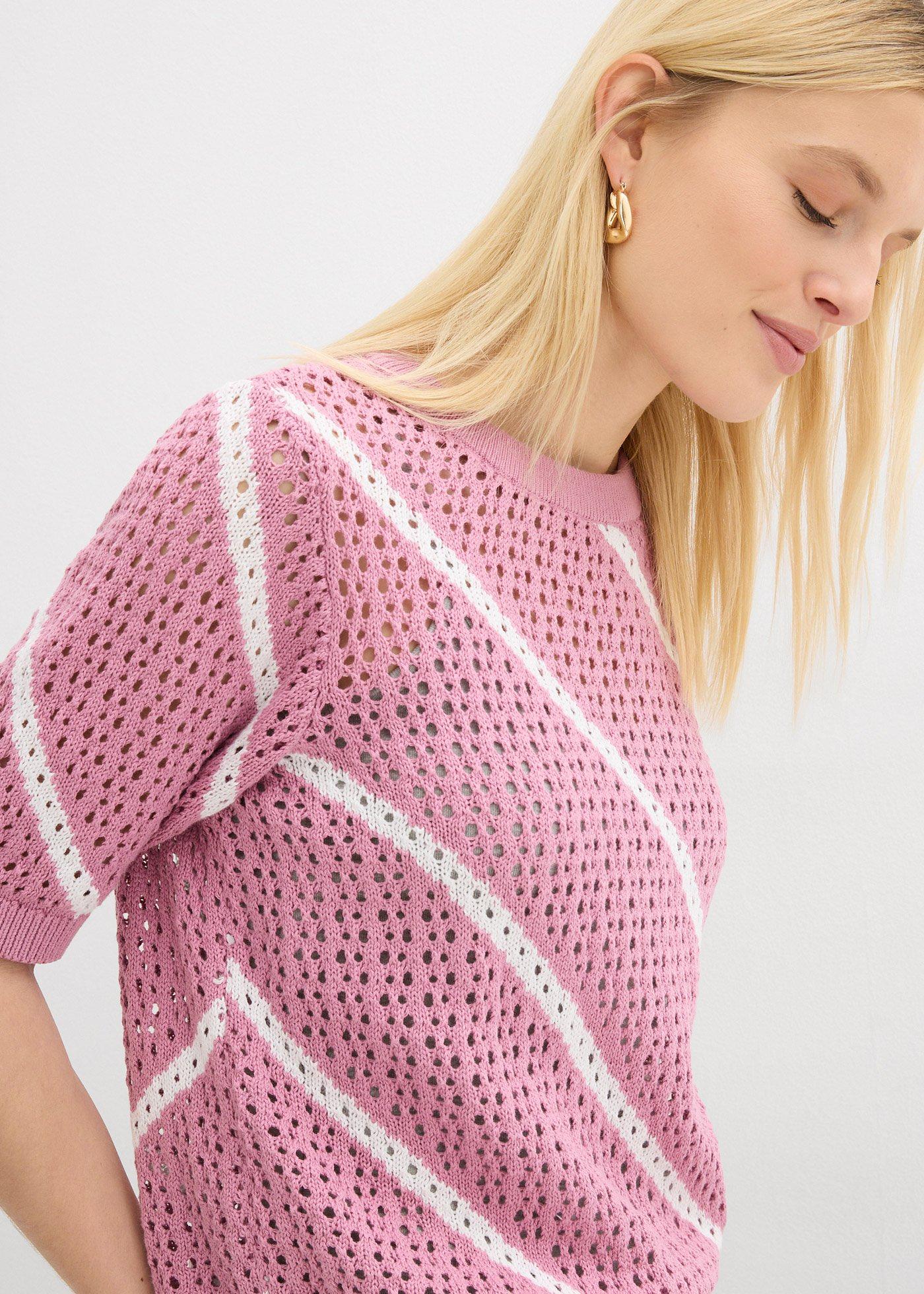 Sweter ażurowy z czystej bawełny - Bonprix