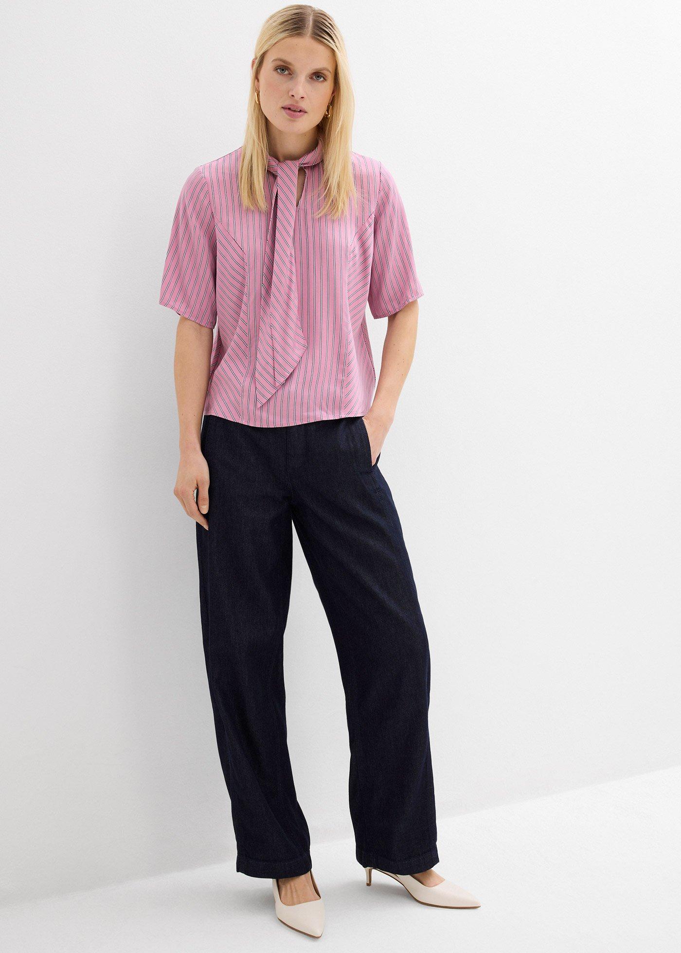 Jeansy typu barrel, mid waist, z regulowanym pasem - Bonprix