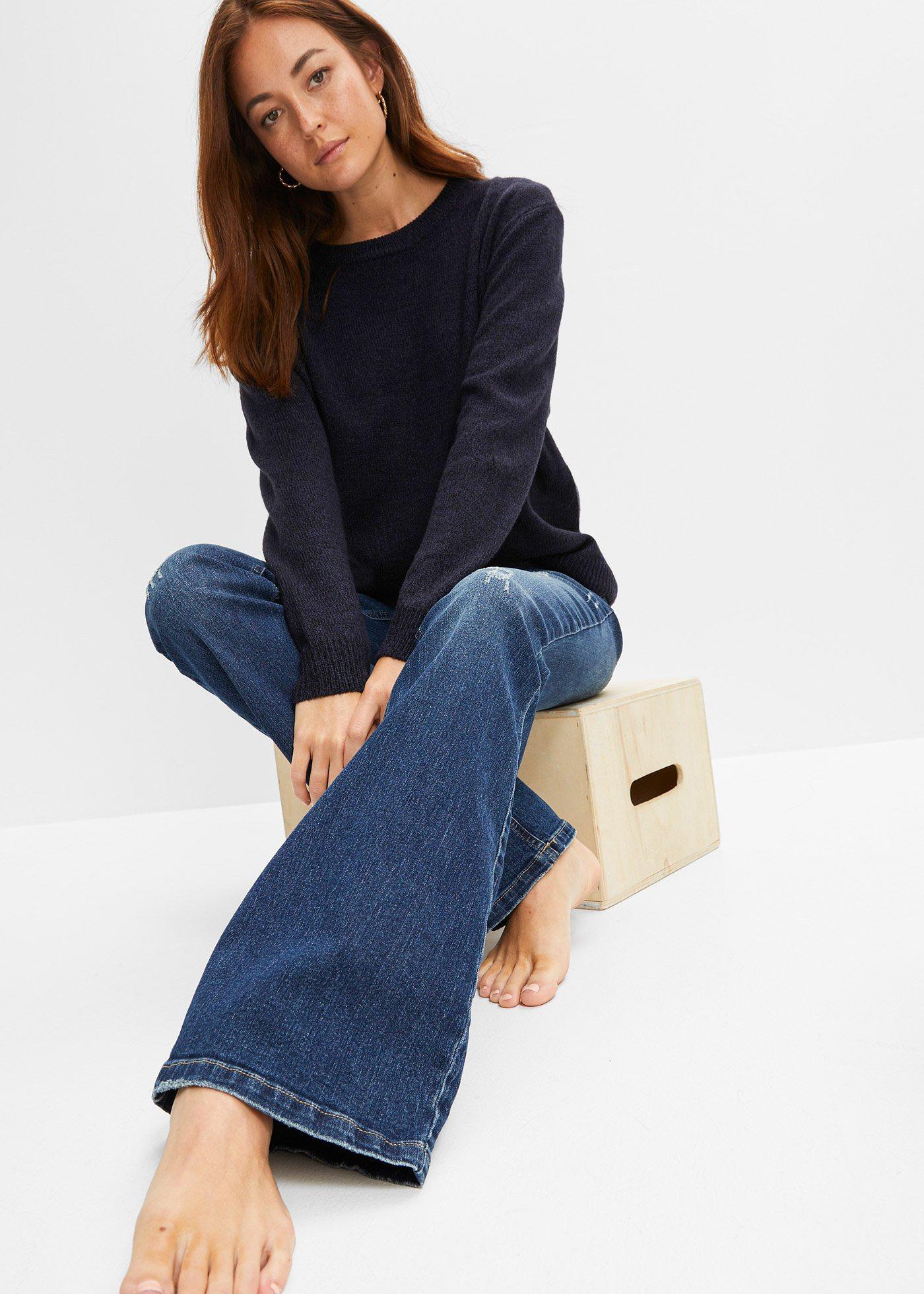 Dżinsy Flared, niski stan, ze stretchem - Bonprix