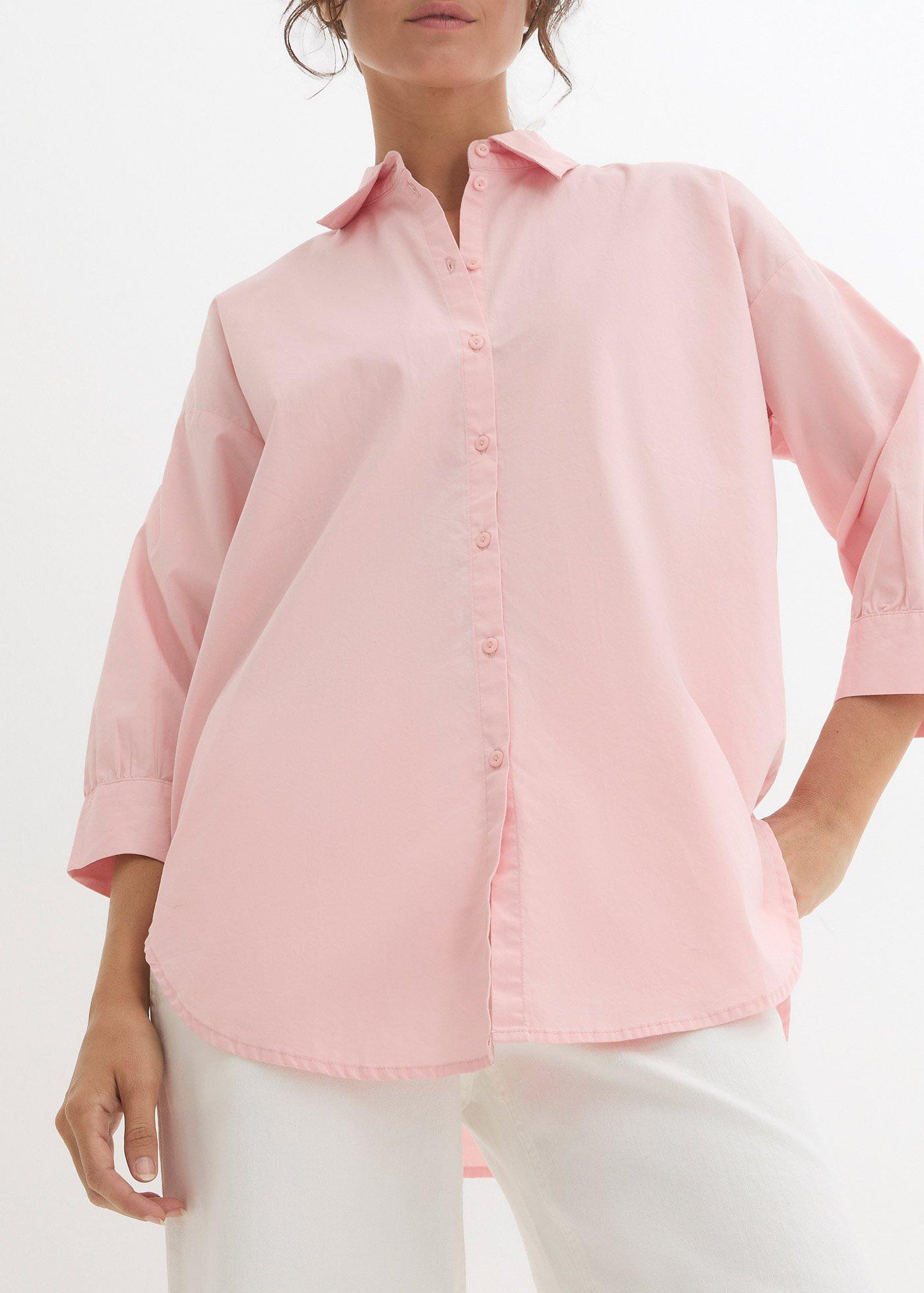Koszula oversize z bawełny, rękawy 3/4 - Bonprix