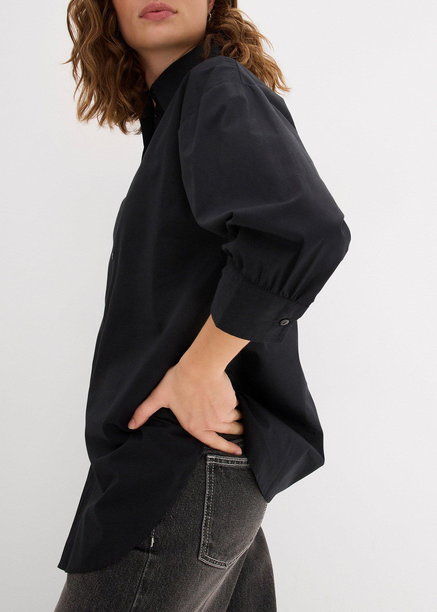 Koszula oversize z bawełny, rękawy 3/4 - Bonprix
