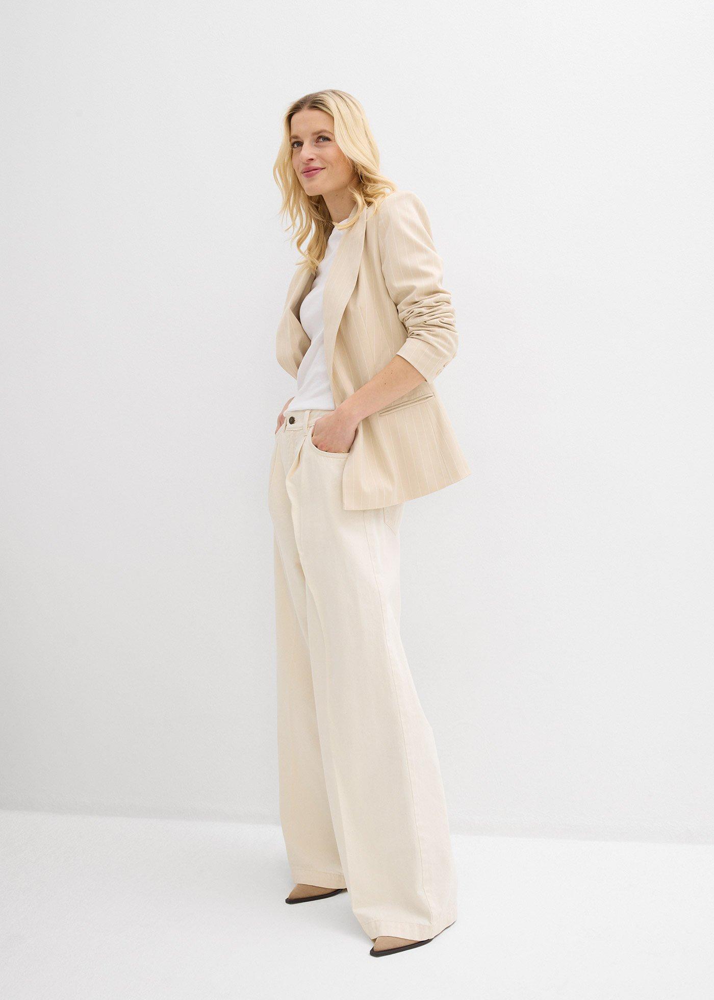 Jeansy super wide leg palazzo, mid waist - Bonprix