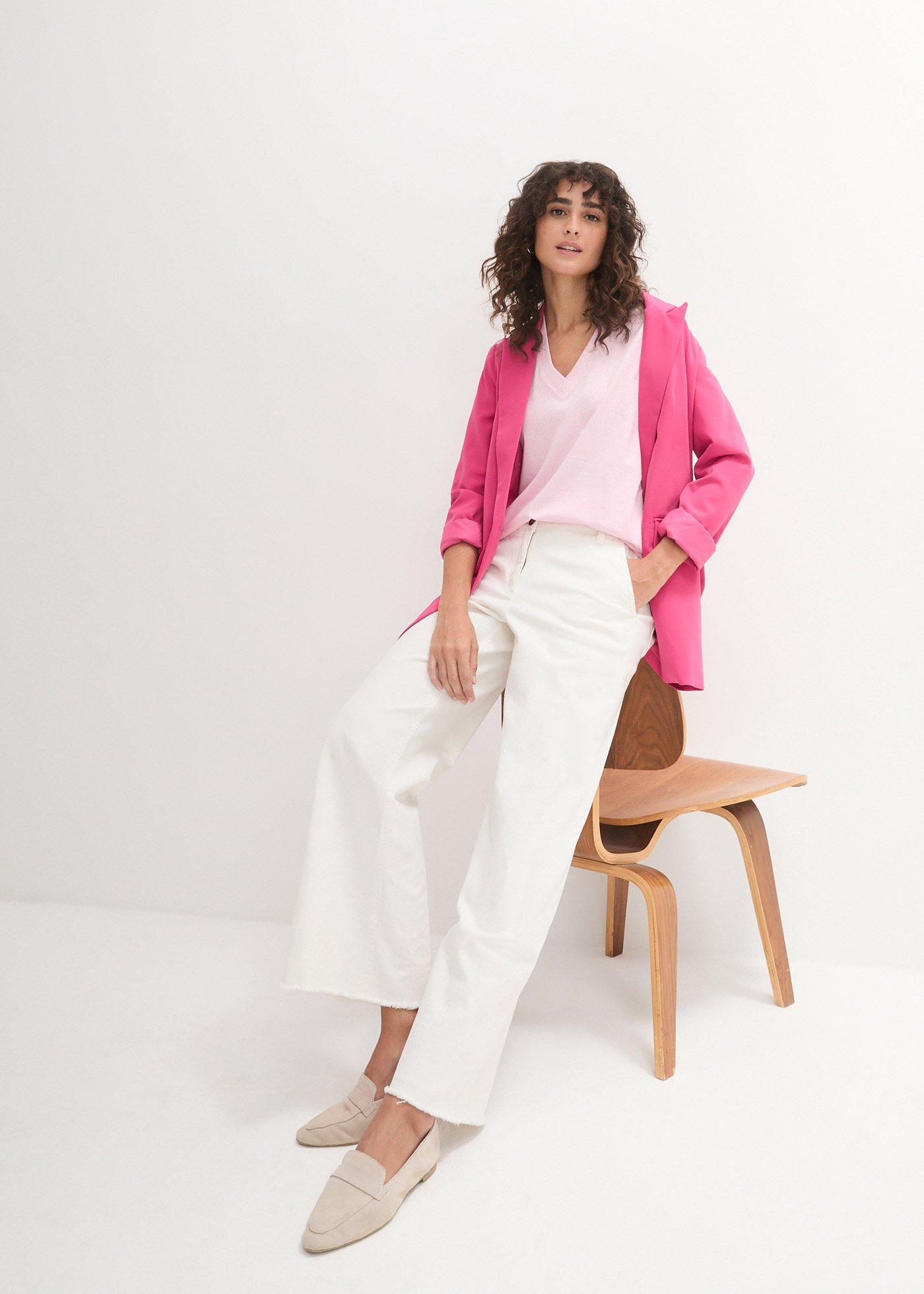 Długi i szeroki T-shirt z dekoltem w serek, krótki rękaw (5 sztuk) - Bonprix