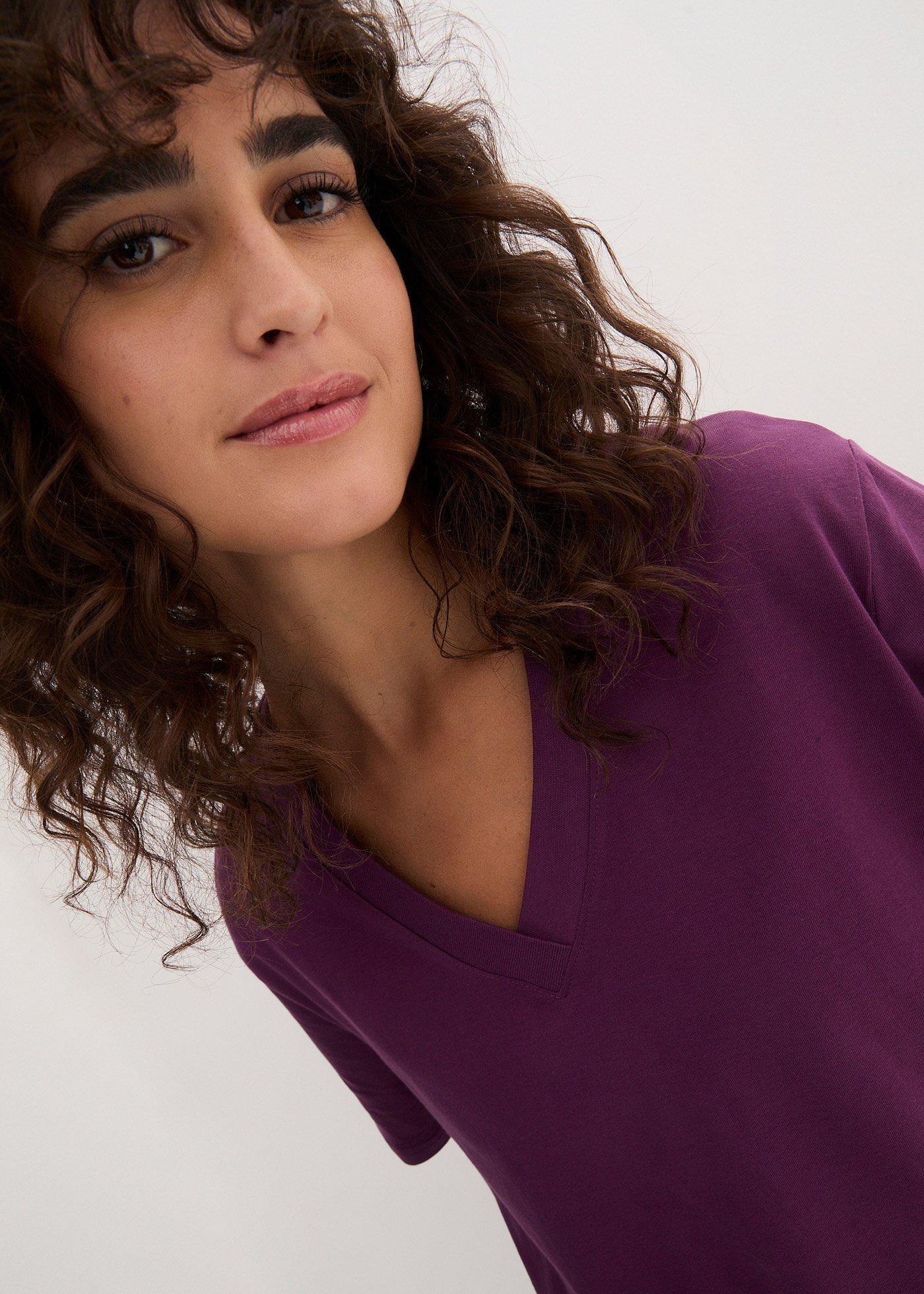 Długi i szeroki T-shirt z dekoltem w serek, krótki rękaw (5 sztuk) - Bonprix