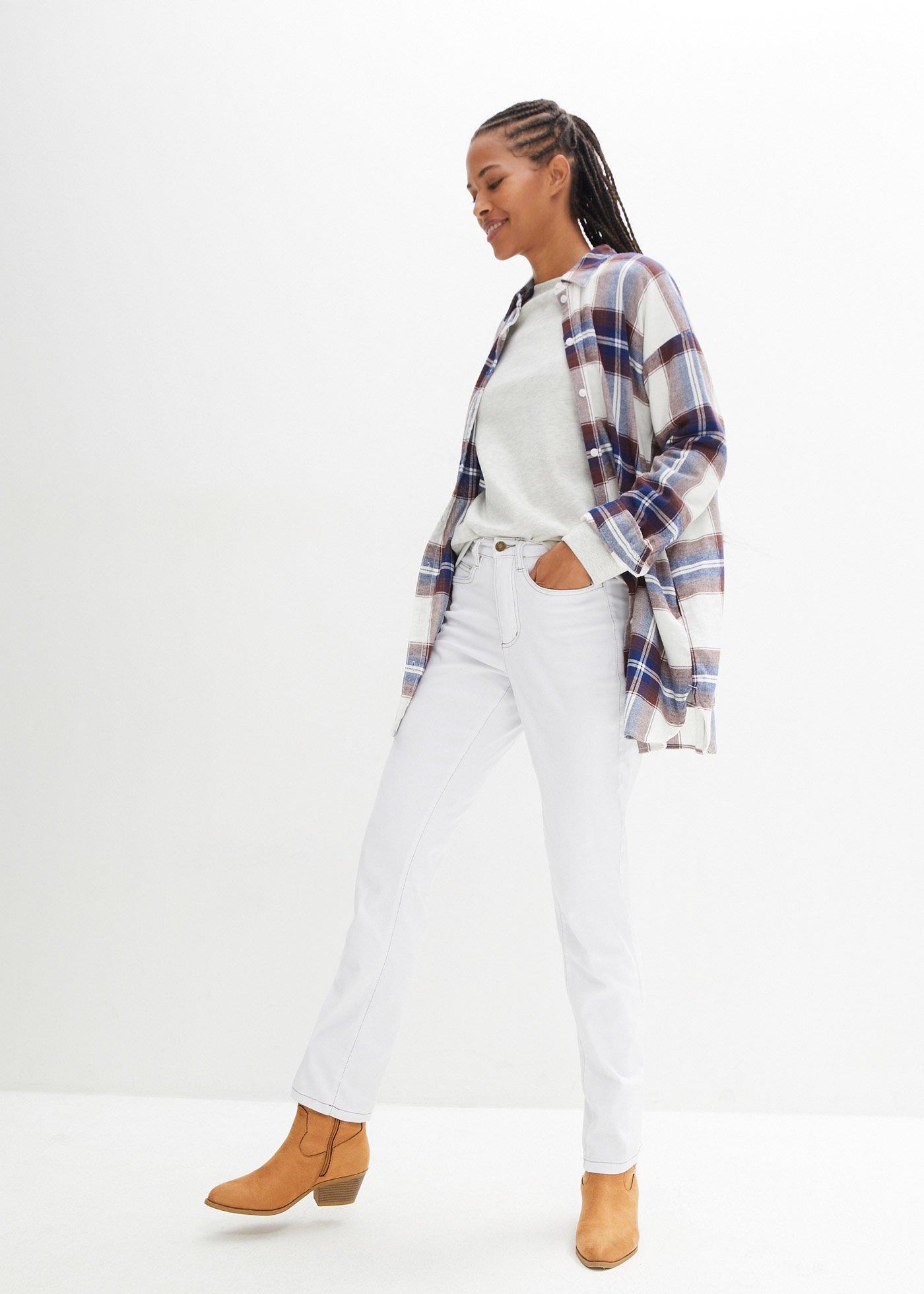 Jeansy ze stretchem, mid waist, prosta nogawka - Bonprix