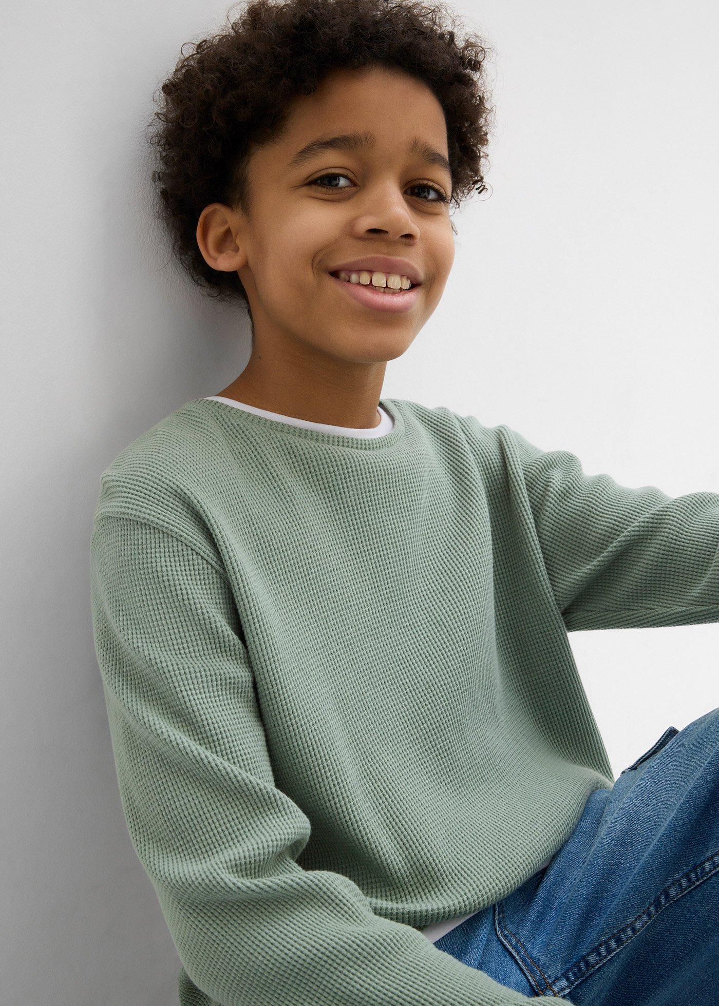 Bluzka z długim rękawem 2 w 1 z czystej bawełny o waflowej strukturze - Bonprix