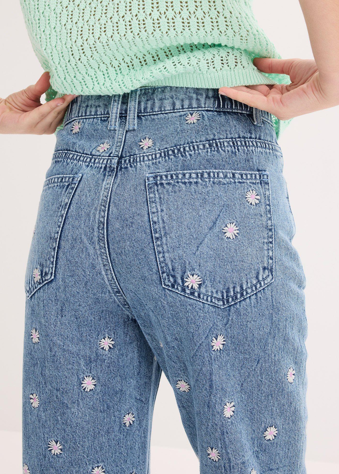 Jeansy straight, high waist, z bawełny - Bonprix
