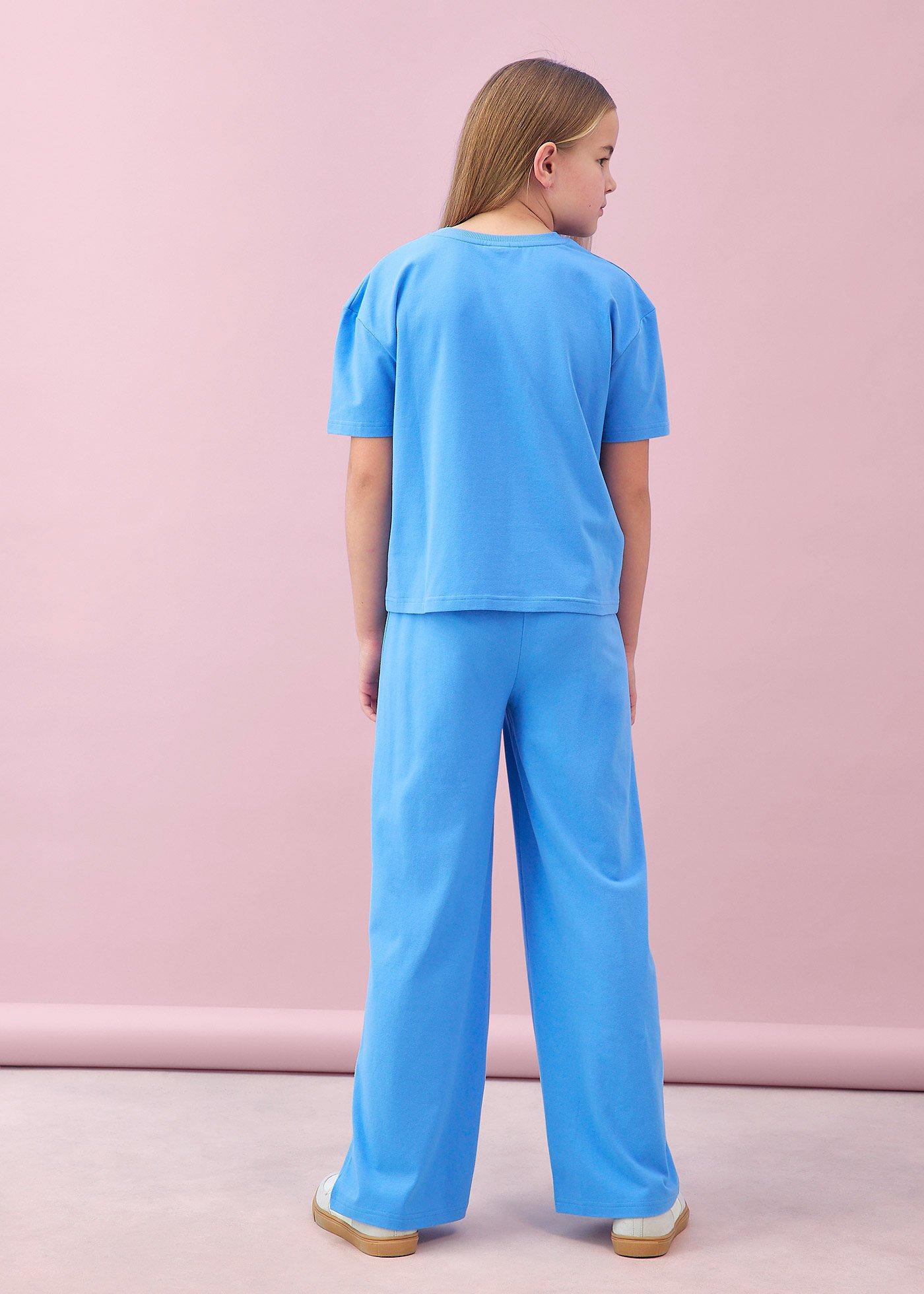 Komplet: T-shirt i spodnie z dżerseju z elastycznej mieszanki bawełny (2 części) - Bonprix