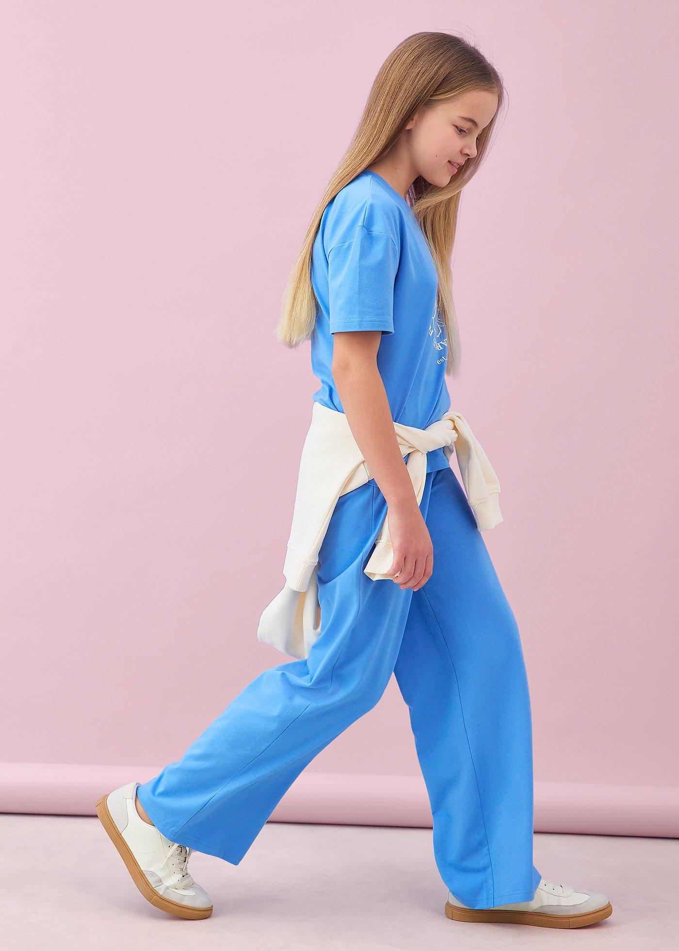 Komplet: T-shirt i spodnie z dżerseju z elastycznej mieszanki bawełny (2 części) - Bonprix