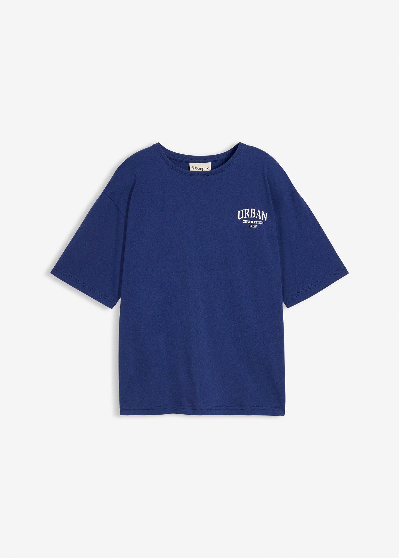 T-shirt o kroju oversize z czystej bawełny organicznej, z nadrukiem na plecach - Bonprix