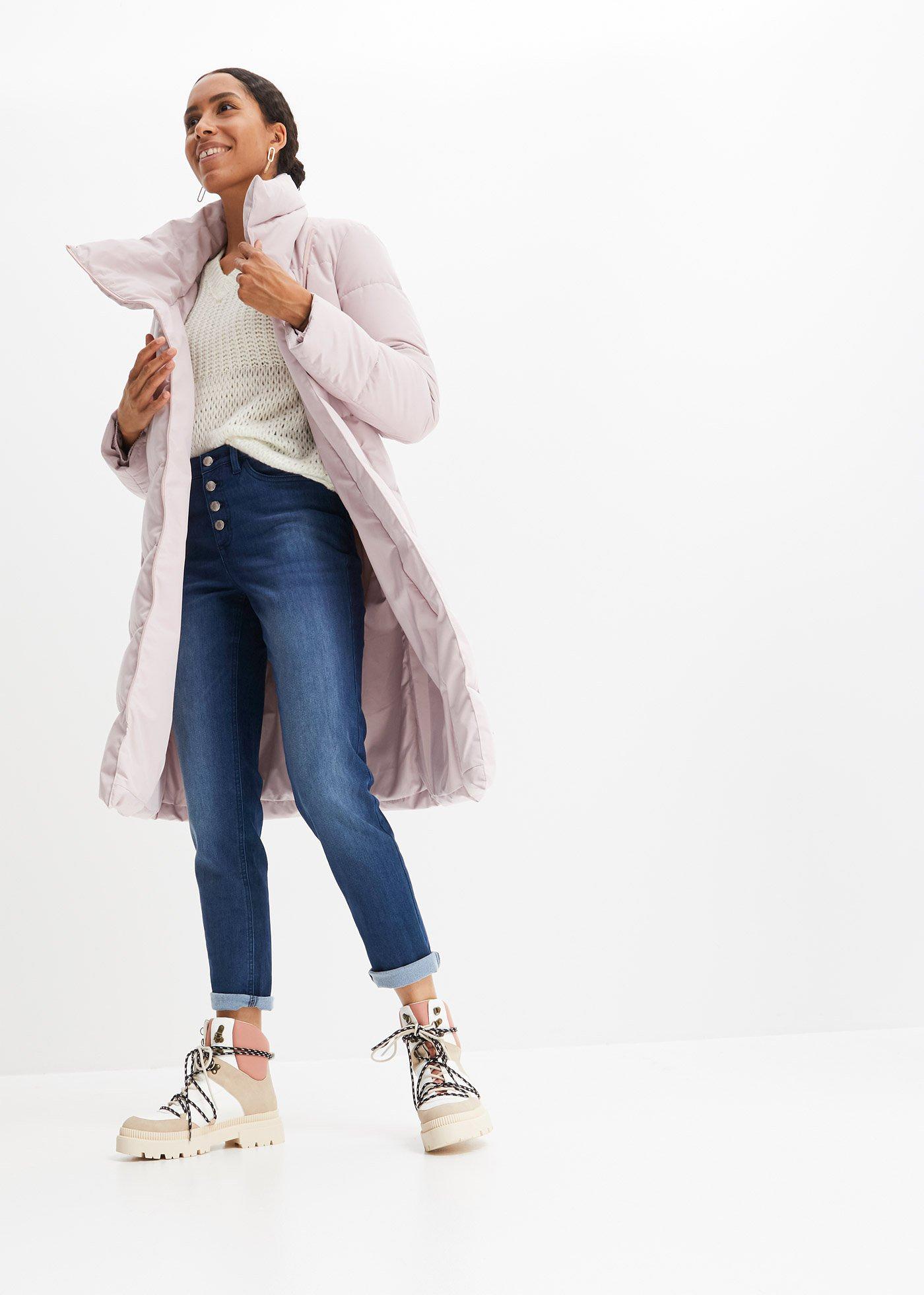 Dżinsy ocieplane, z miękką spodnią stroną, typu boyfriend - Bonprix