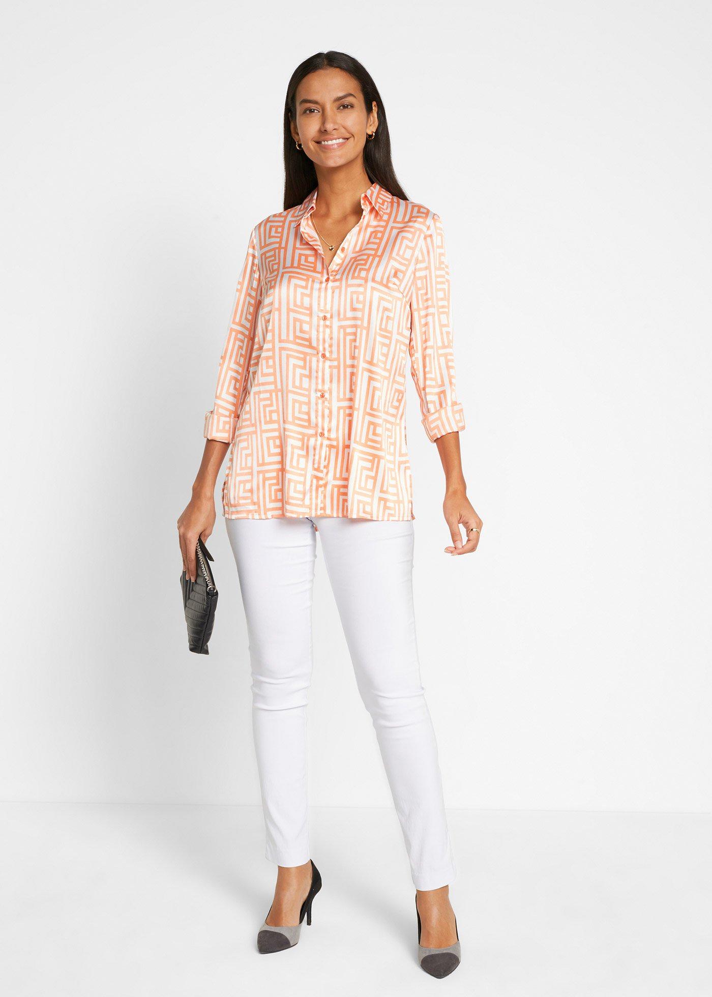 Spodnie 7/8 z gumką w talii, ze stretchem - Bonprix