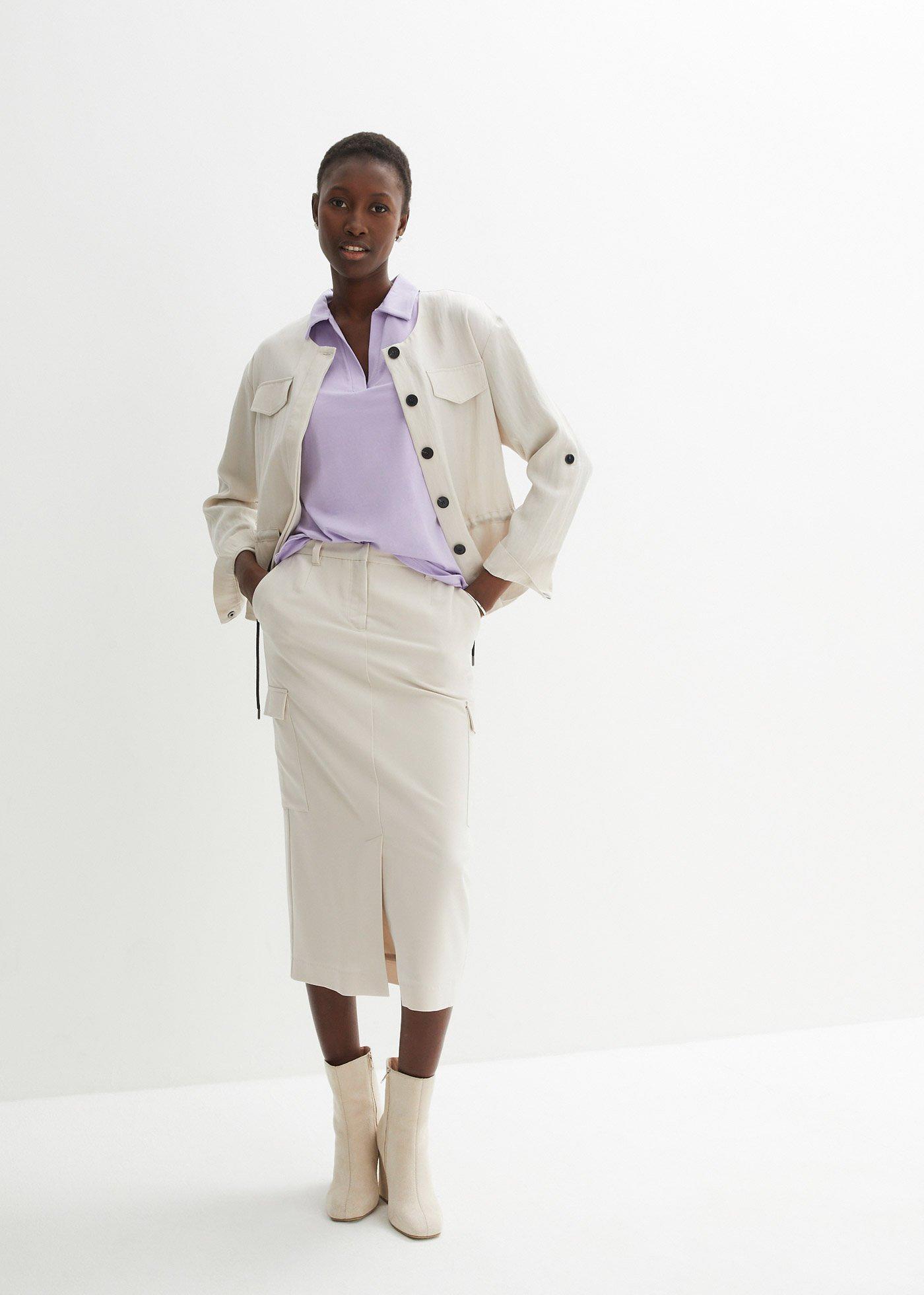 Koszulka z otwartym kołnierzykiem polo - Bonprix