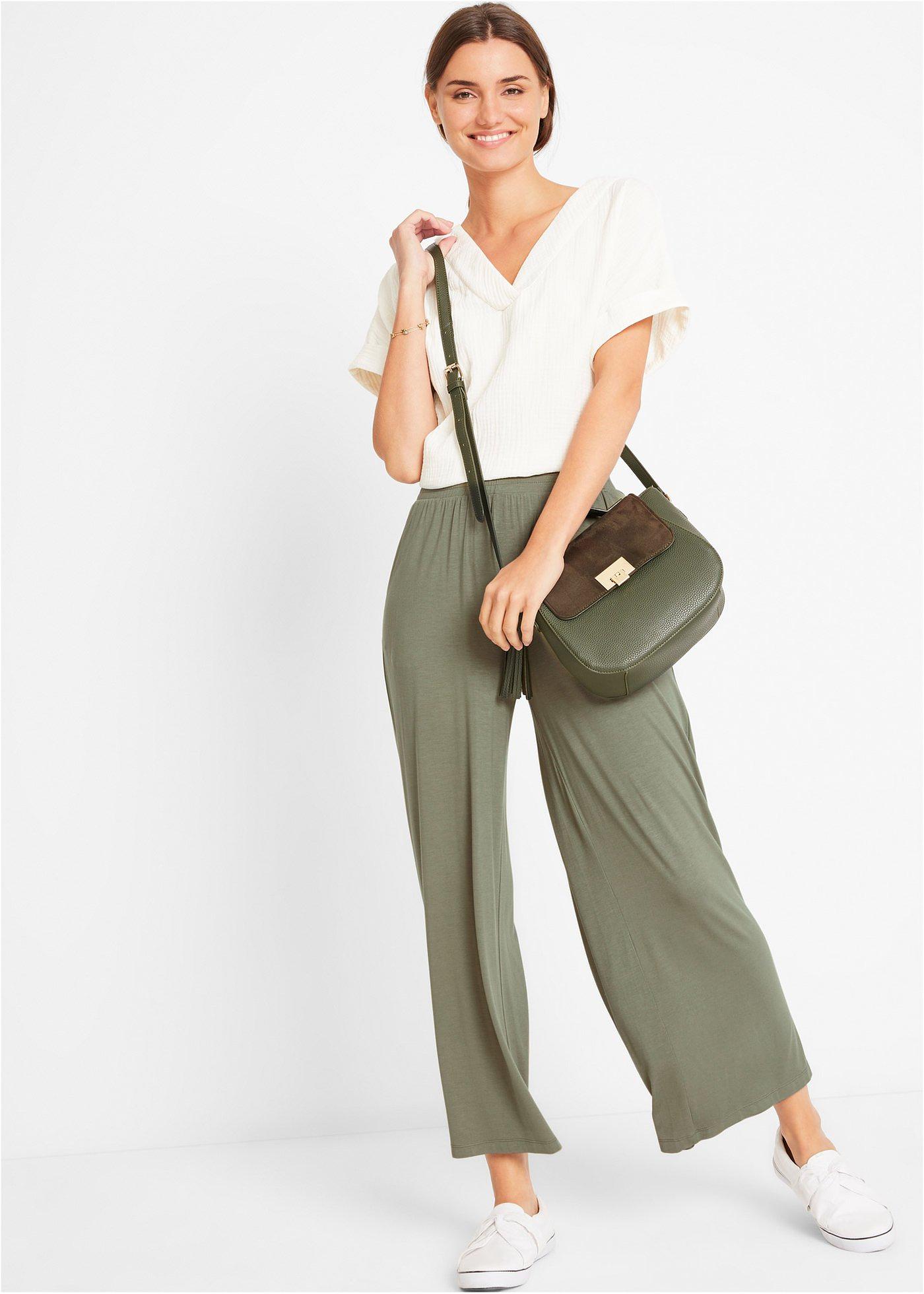 Spodnie z dżerseju 7/8, z lejącej mieszanki wiskozy - Bonprix