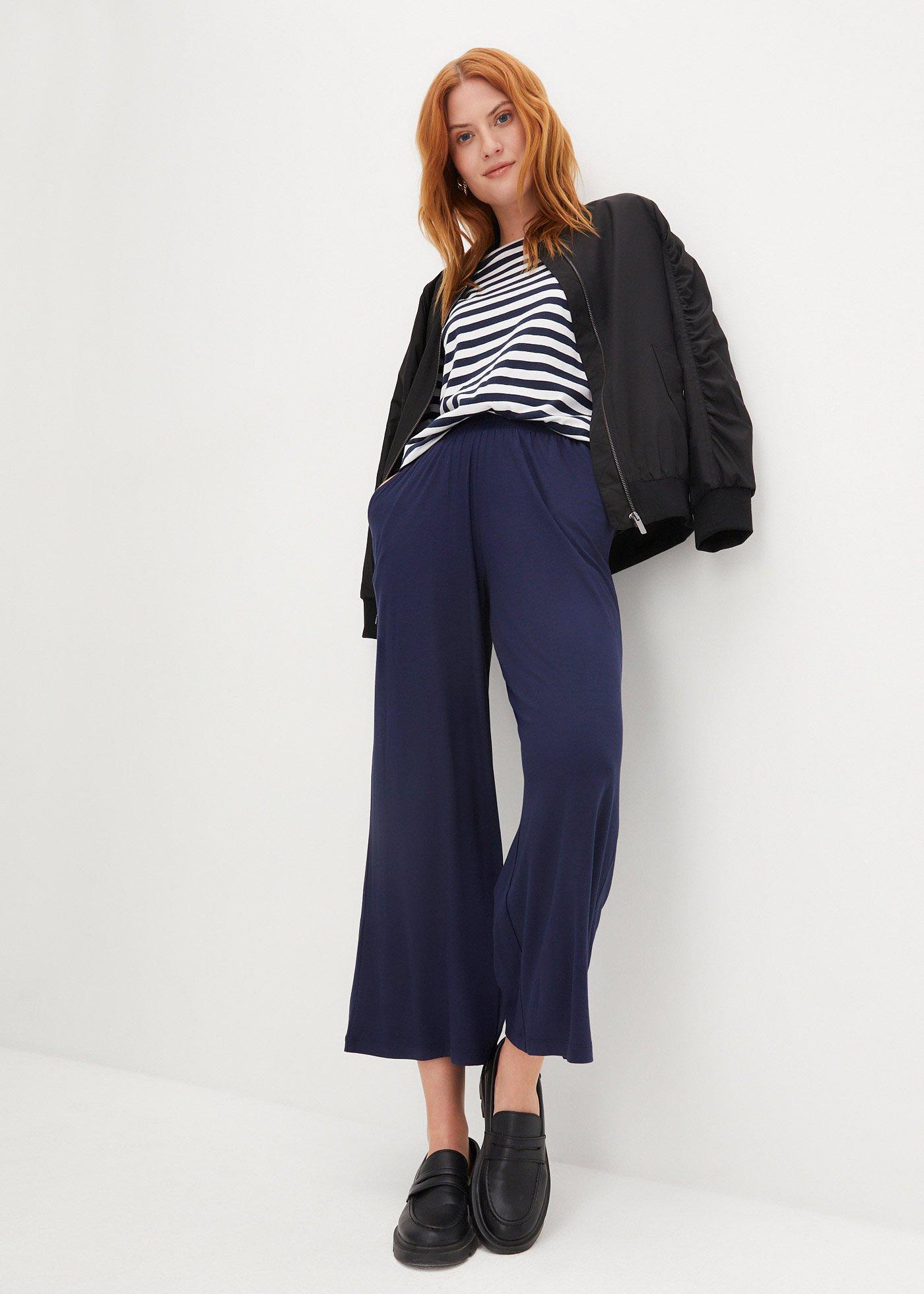 Spodnie z dżerseju 7/8, z lejącej mieszanki wiskozy - Bonprix