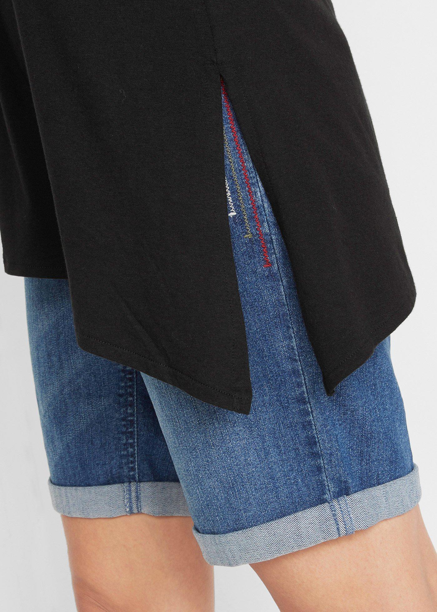 Asymetryczny długi T-shirt z mieszanki bawełny z wiskozą - Bonprix