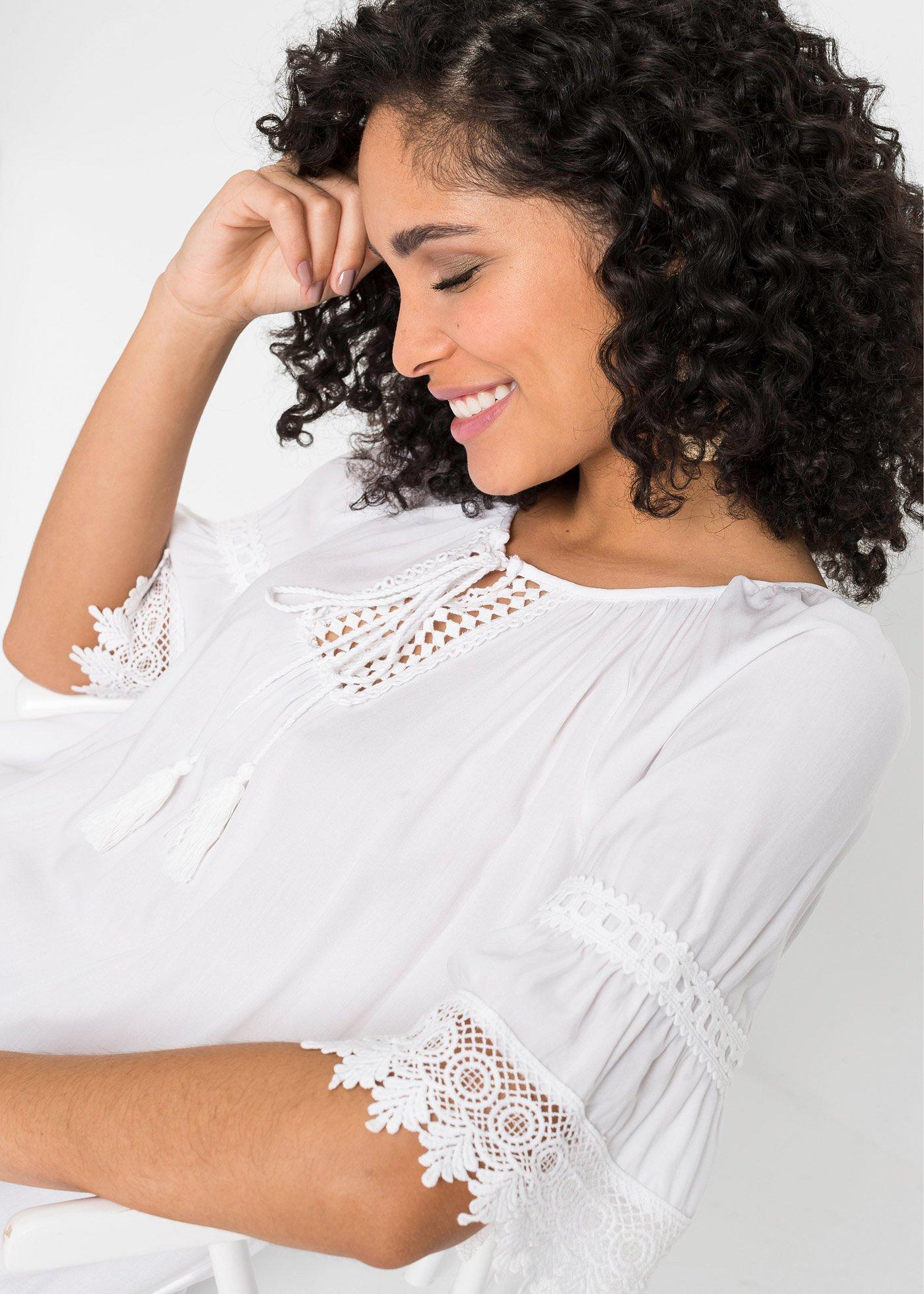 Tunika z koronką z miękkiej wiskozy - Bonprix