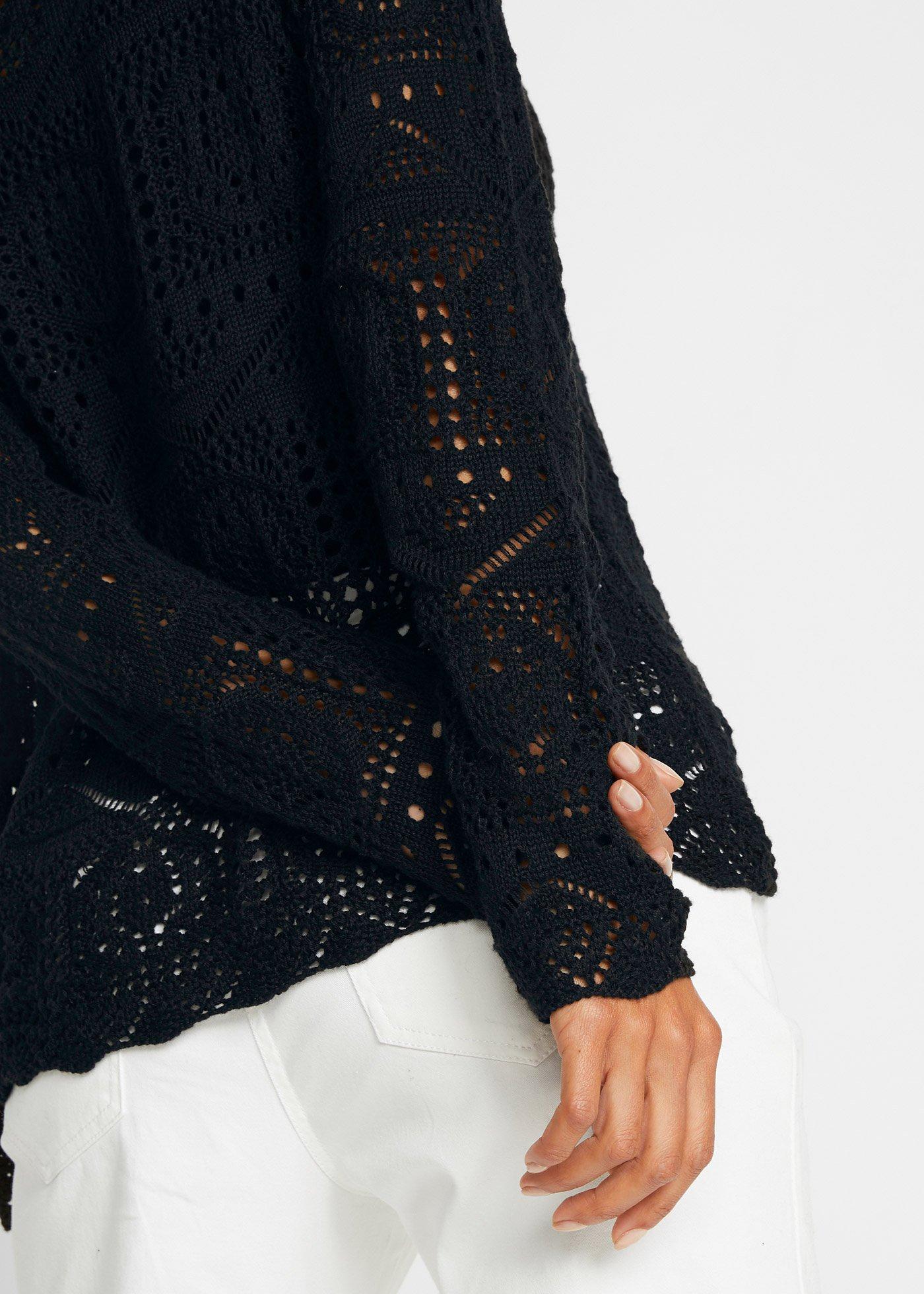 Ażurowy sweter bez zapięcia - Bonprix