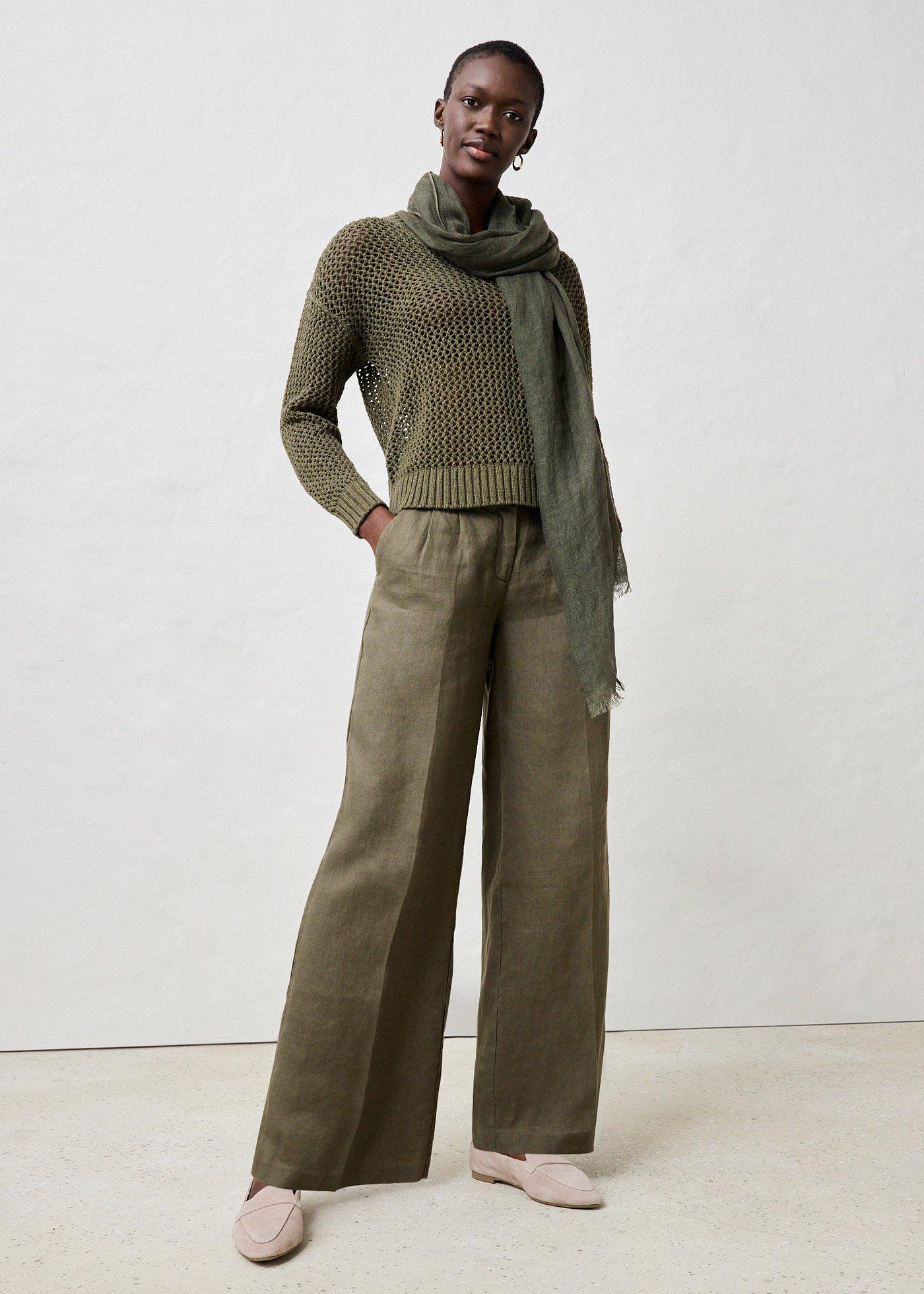 Sweter ażurowy z lekkiej mieszanki lnu - Bonprix