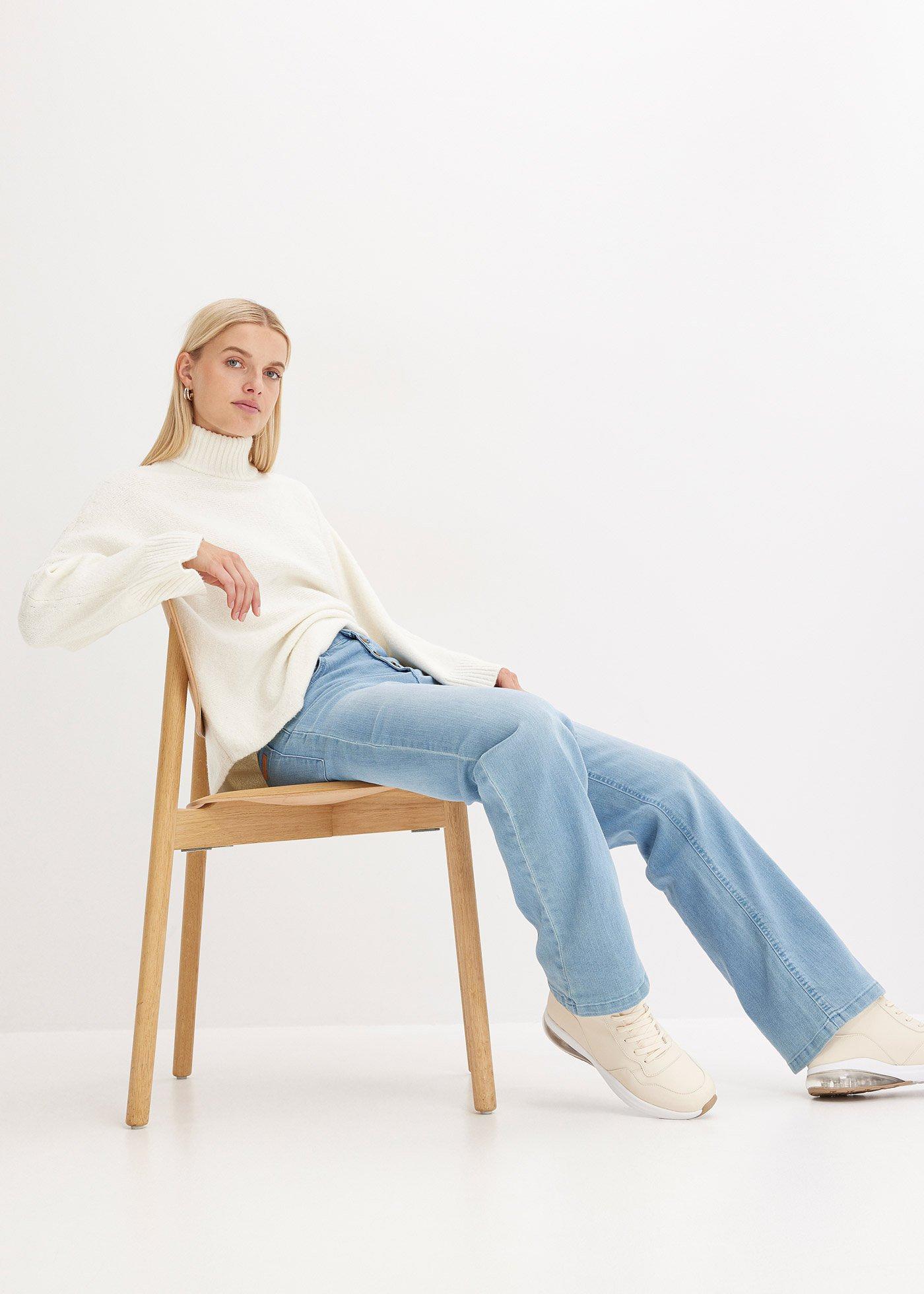 Jeansy ze stretchem, high waist, straight - Bonprix
