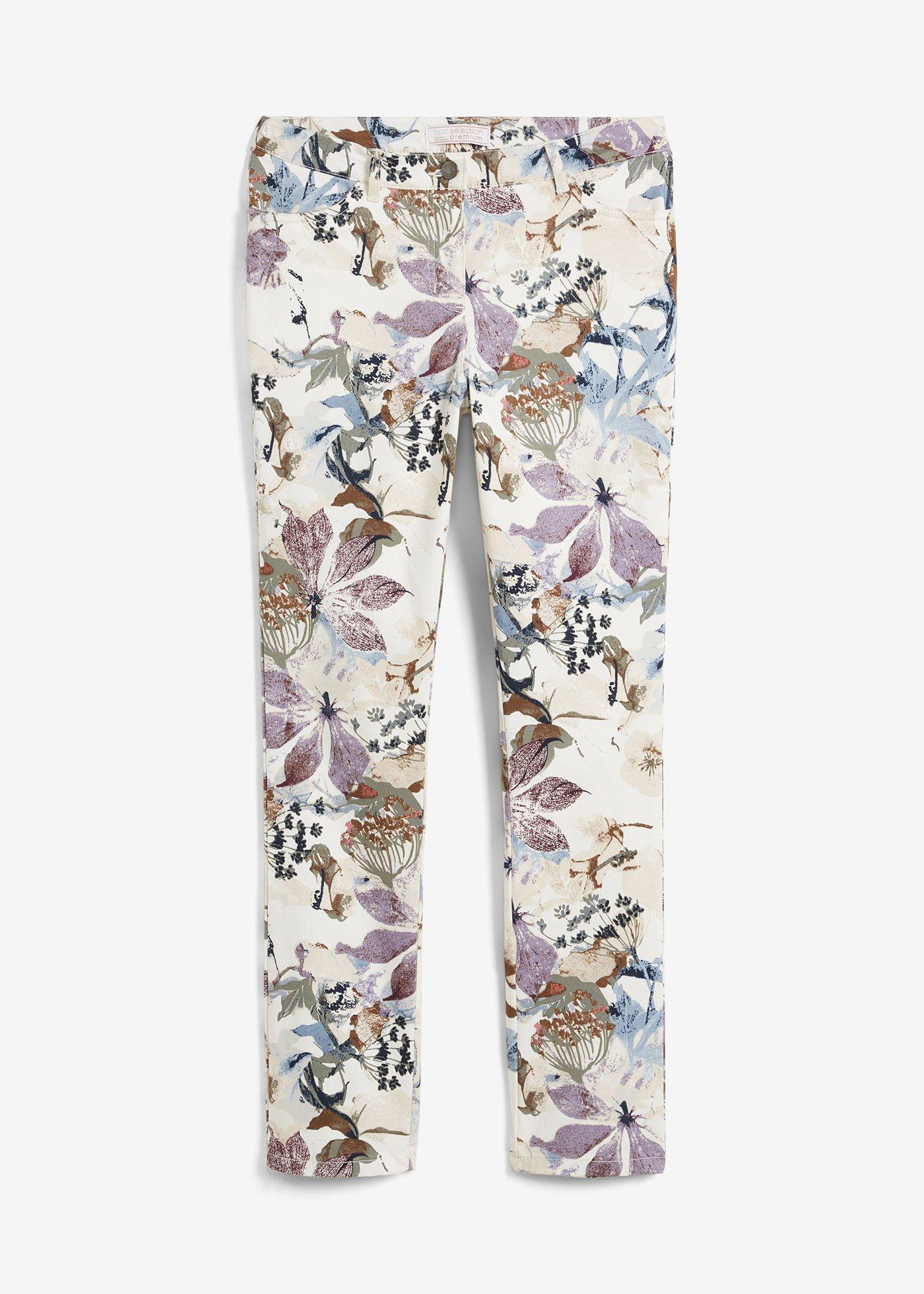 Pantalon extensible à imprimé floral