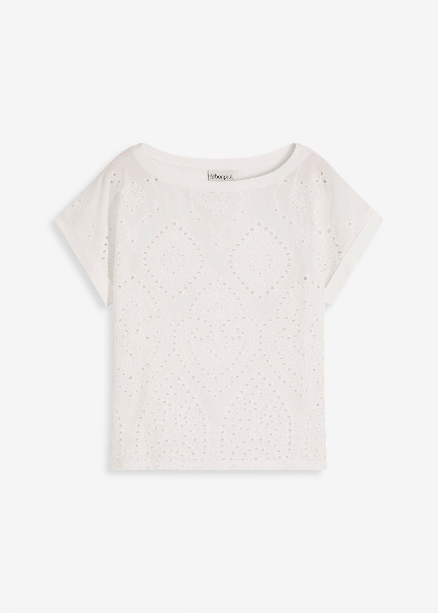 Shirt met broderie anglaise