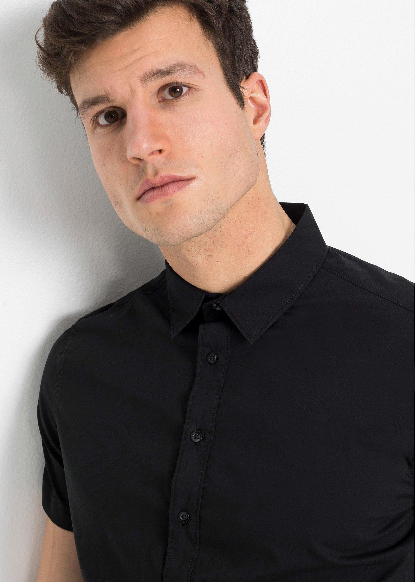 Koszula z krótkim rękawem, ze stretchem, slim fit - Bonprix