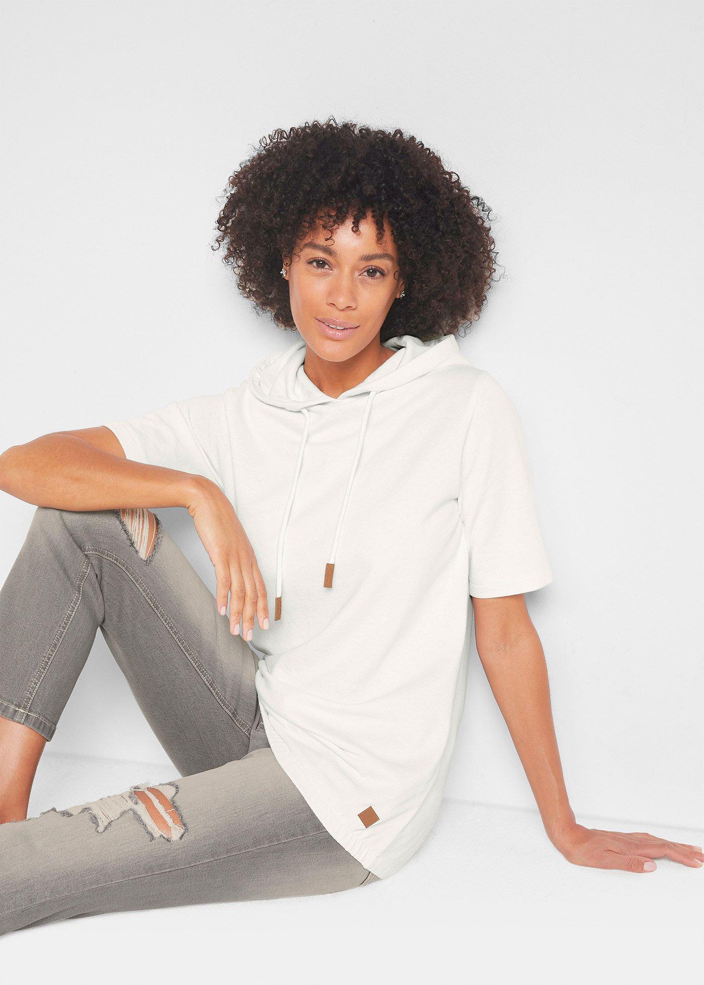 Bluza z kapturem, z mieszanki bawełny - Bonprix